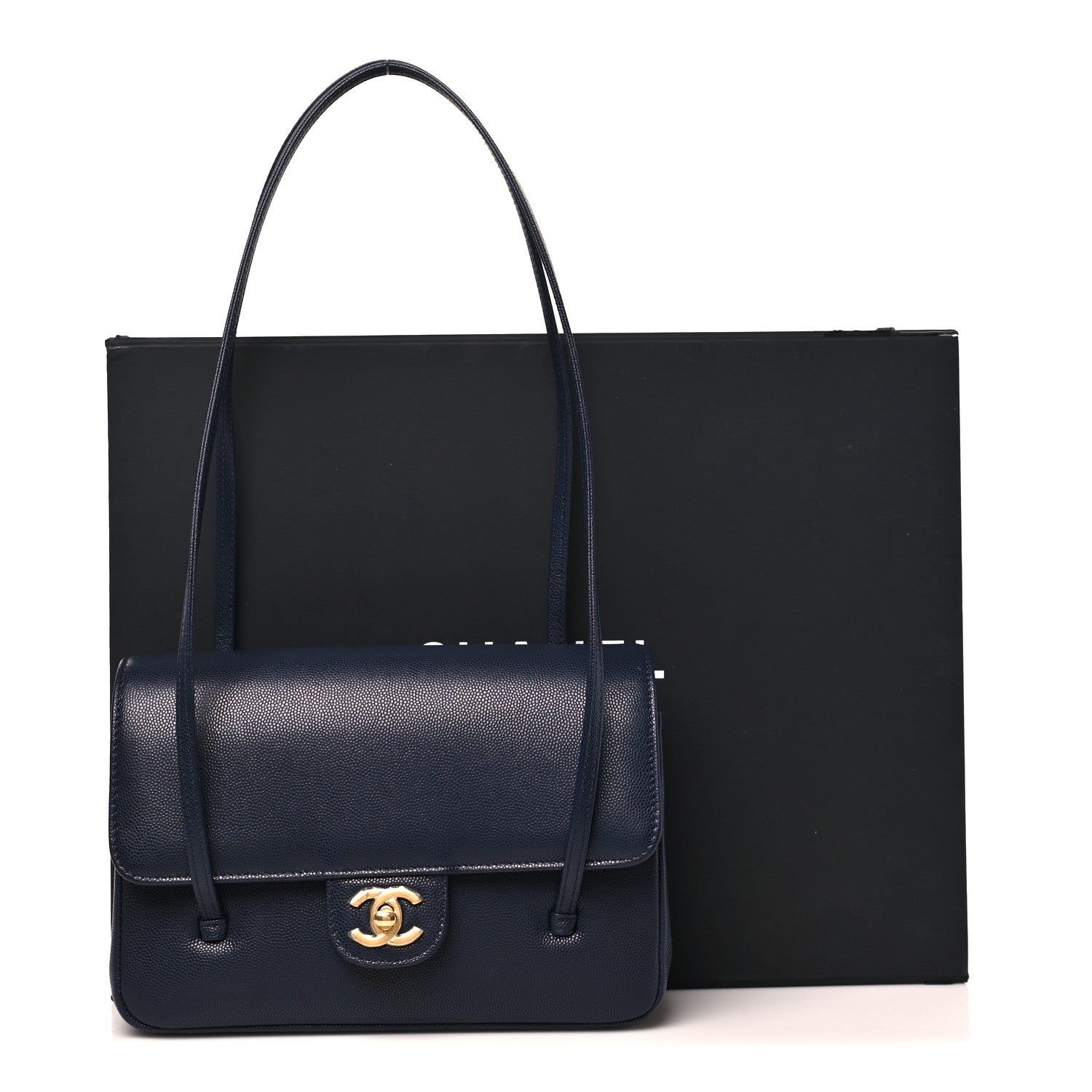 Shiny Caviar Preppy Coco Small Flap Navy