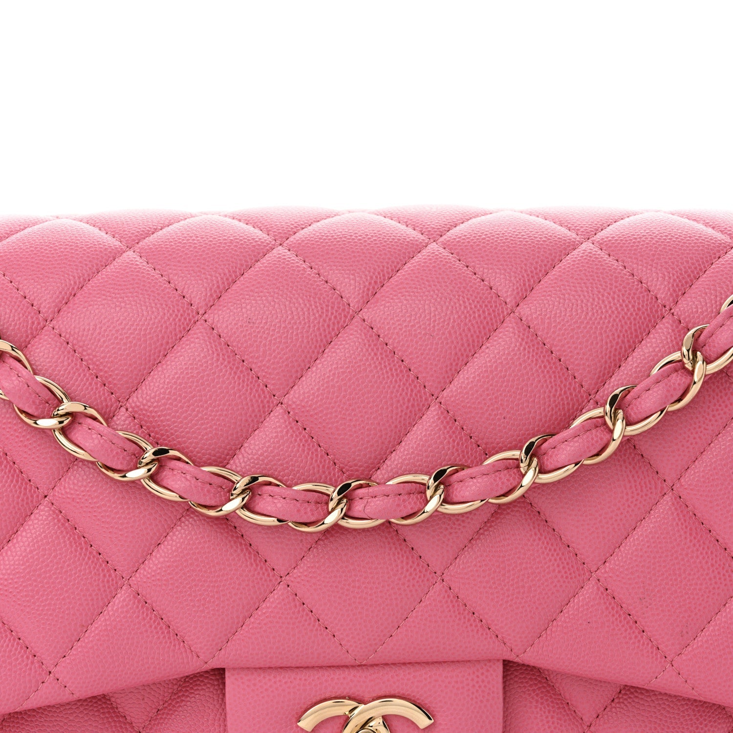 Caviar Quilted Jumbo Double Flap Pink
