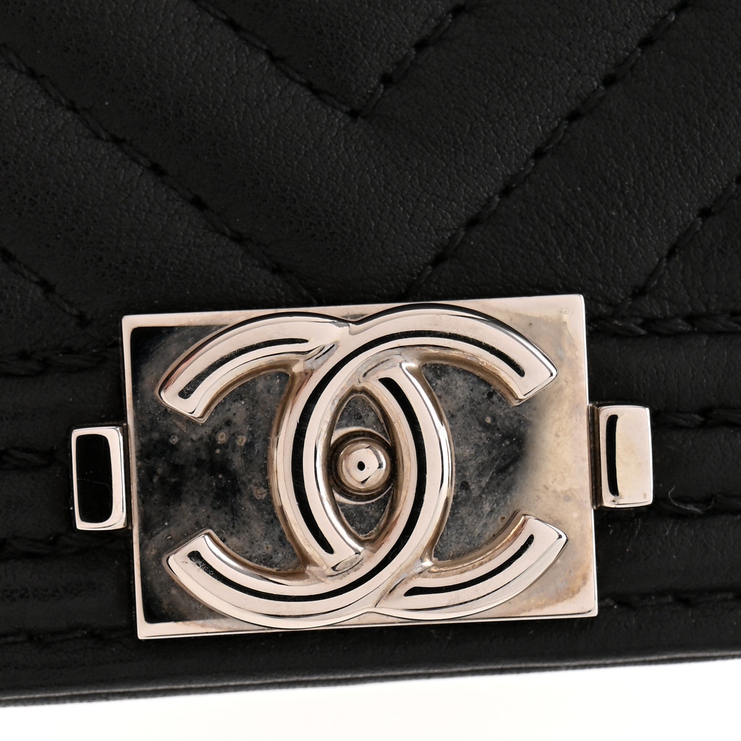 Calfskin Chevron Quilted Boy Yen Wallet Black