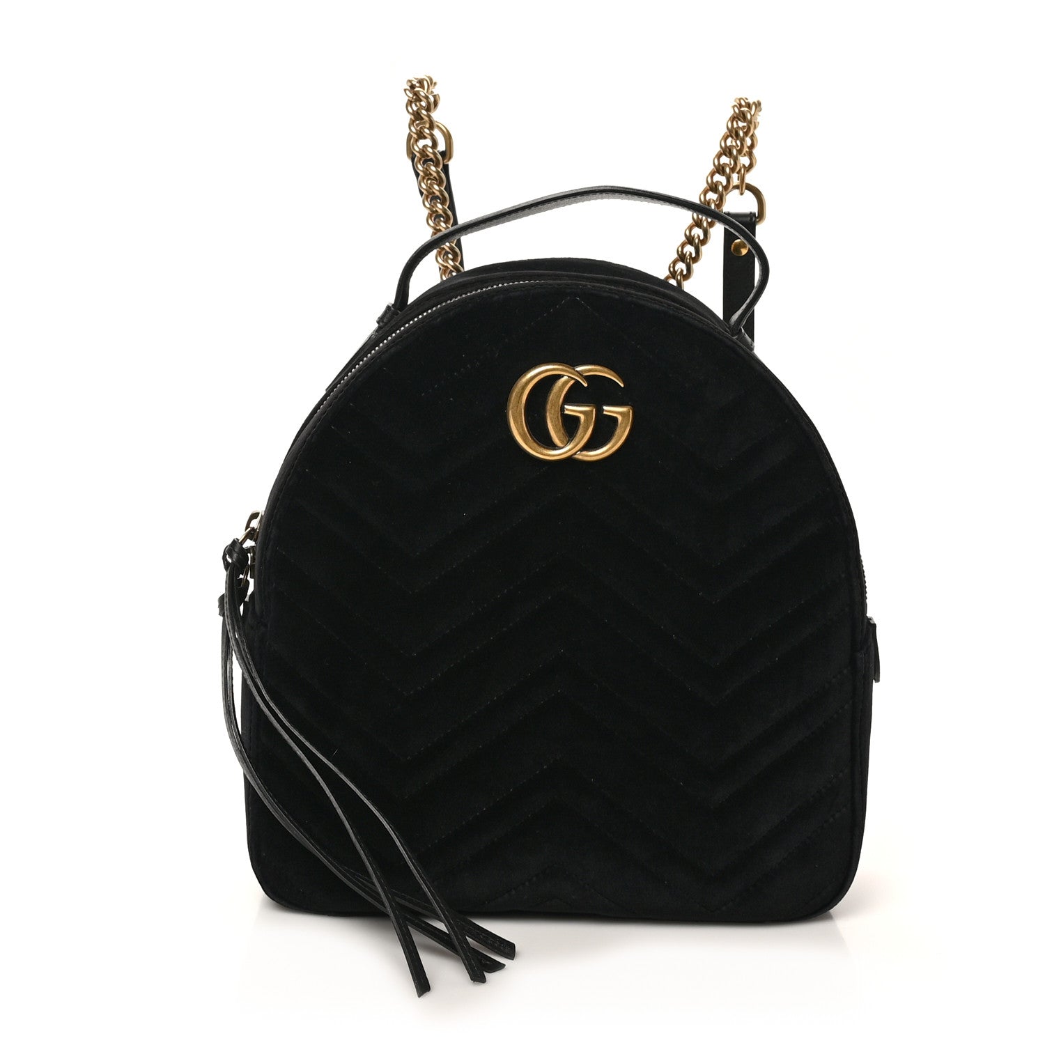 Velvet Matelasse GG Marmont Dome Backpack Black