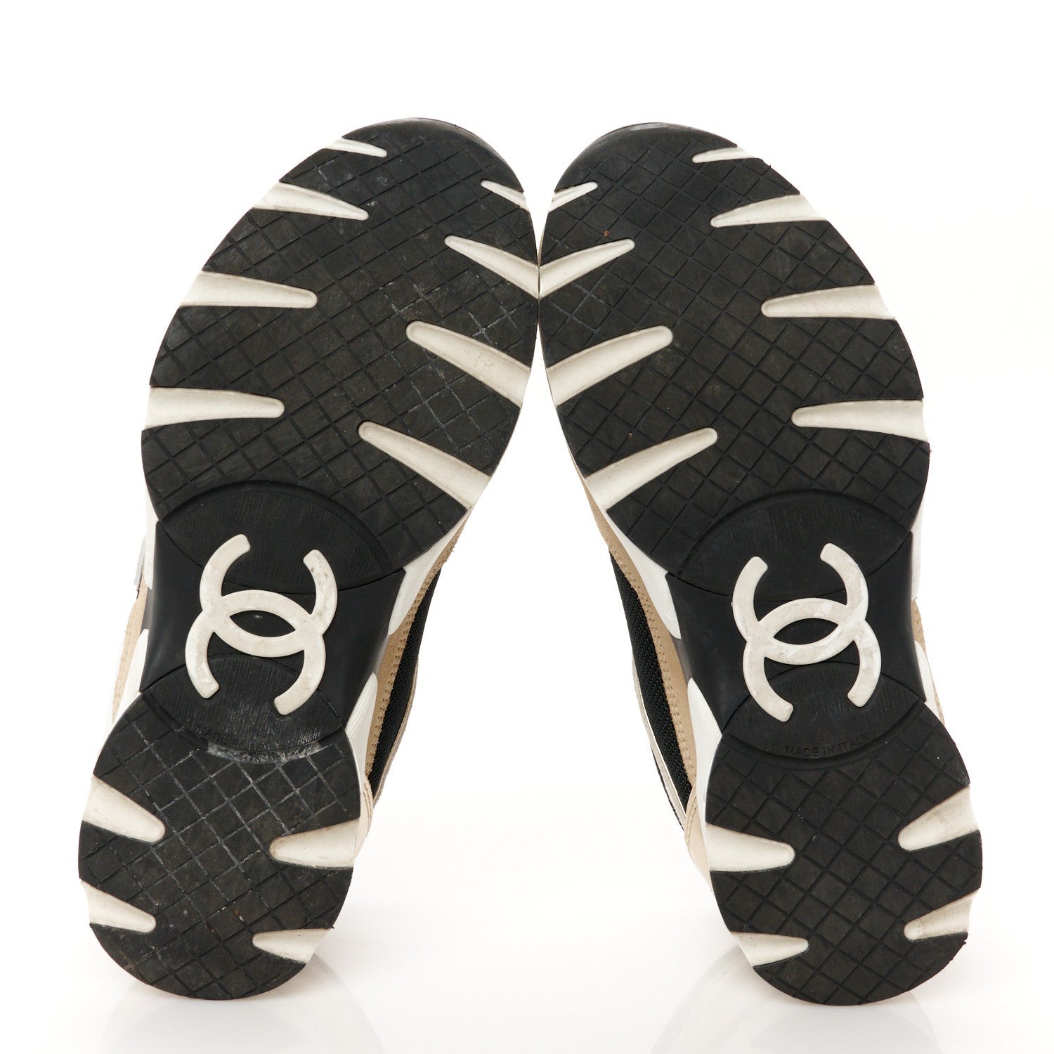 Mesh Suede Calfskin Grained Calfskin Womens CC Sneakers 37 White Black Beige Gold