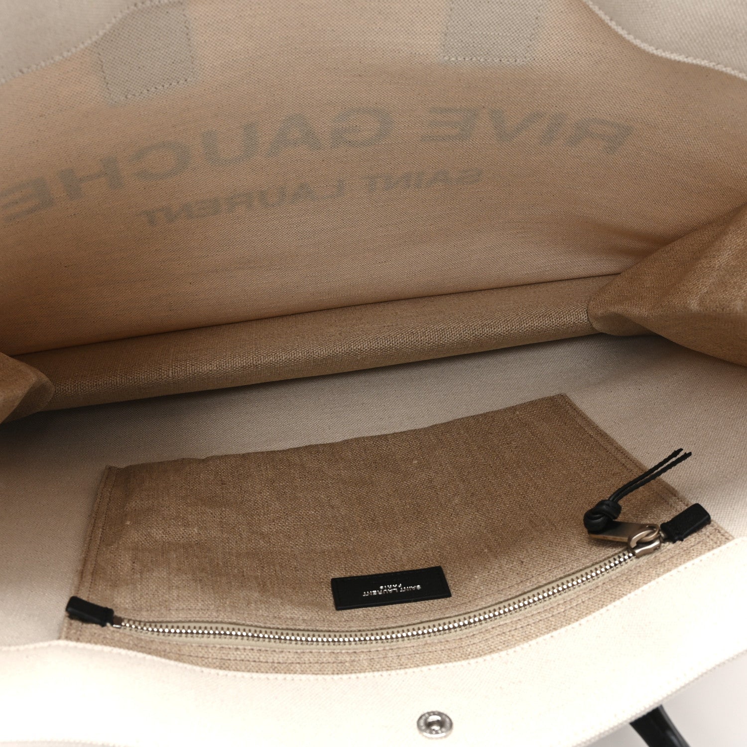 Linen Calfskin Rive Gauche Tote Optic White