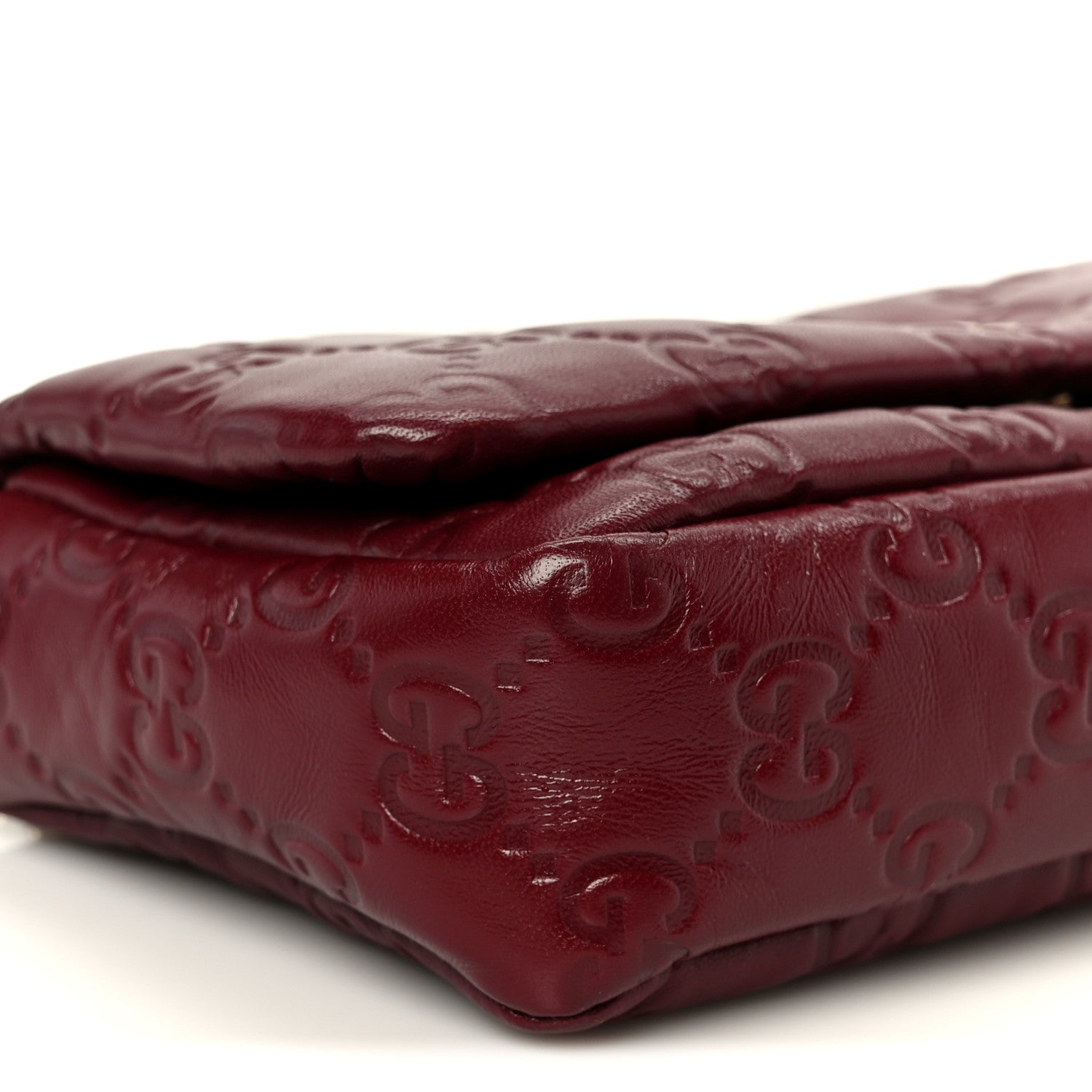 Lambskin Embossed Mini GG Milano Top Handle Shoulder Bag Rosso Ancora