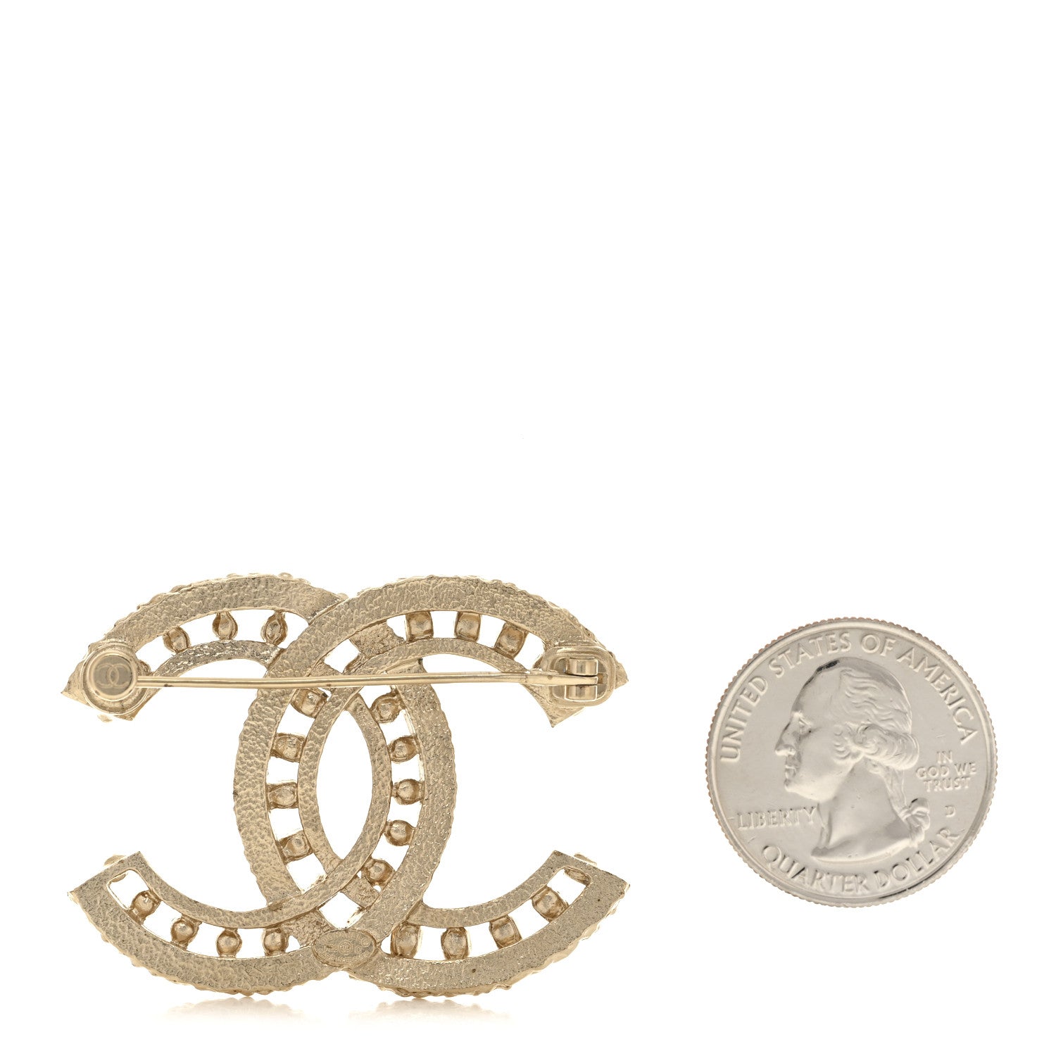 Crystal CC Brooch Gold