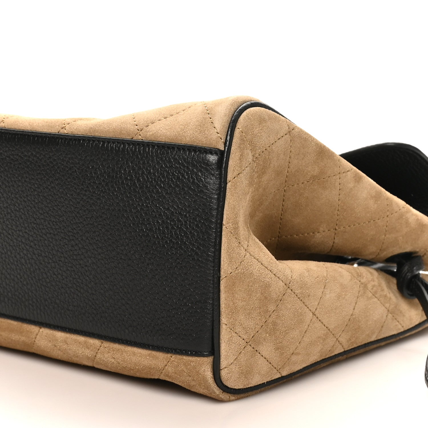 Grained Calfskin Suede Urban Essentials Shopping Bag Beige Black