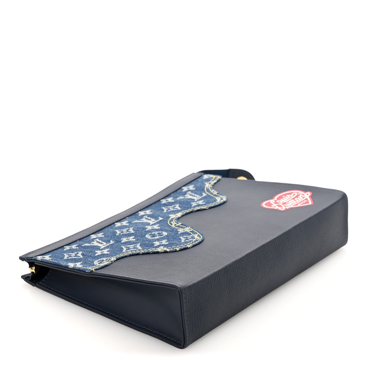 X NIGO Taurillon Monogram Denim Drip Pochette Voyage MM Blue