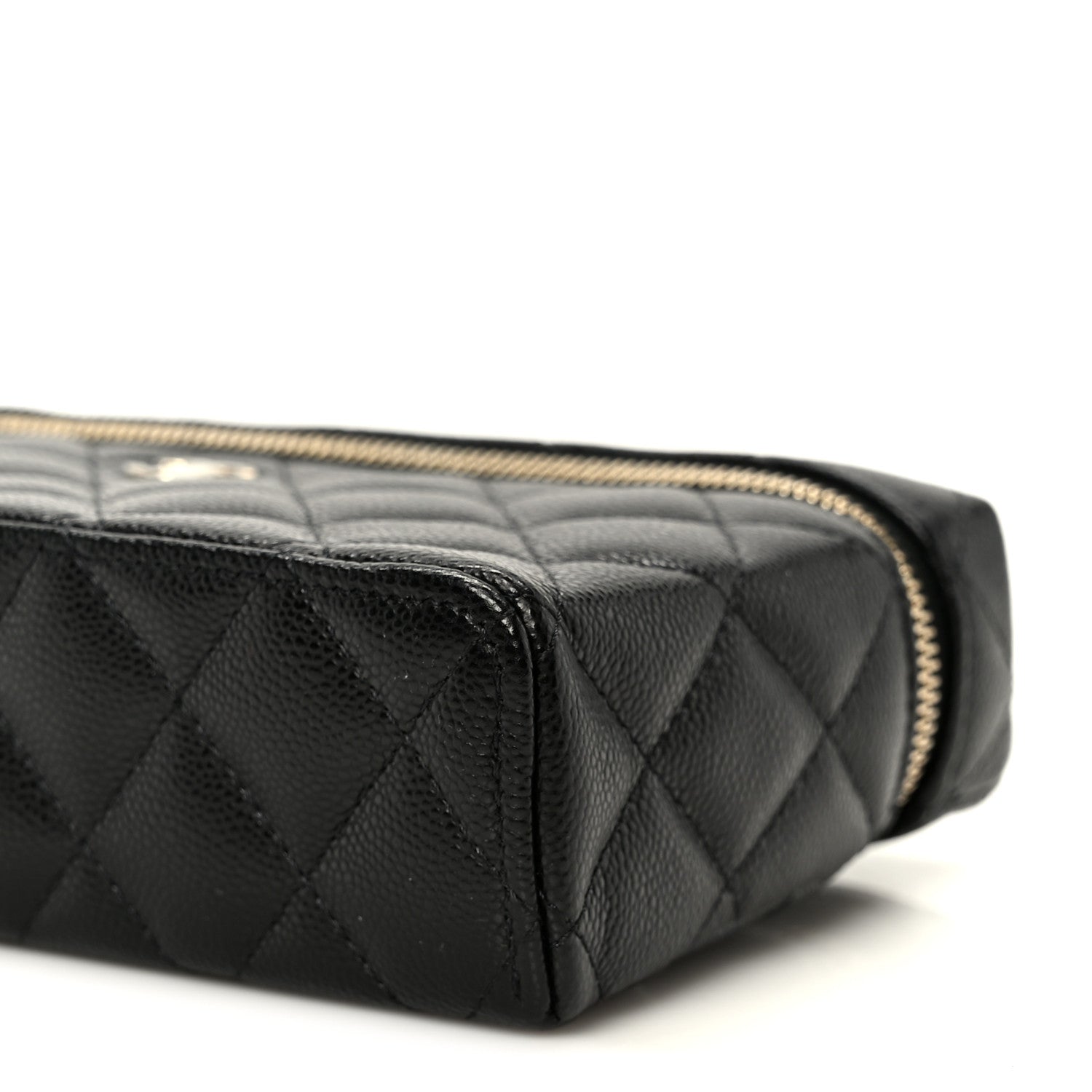 Caviar Quilted Top Handle Slim Vanity With Chain Black