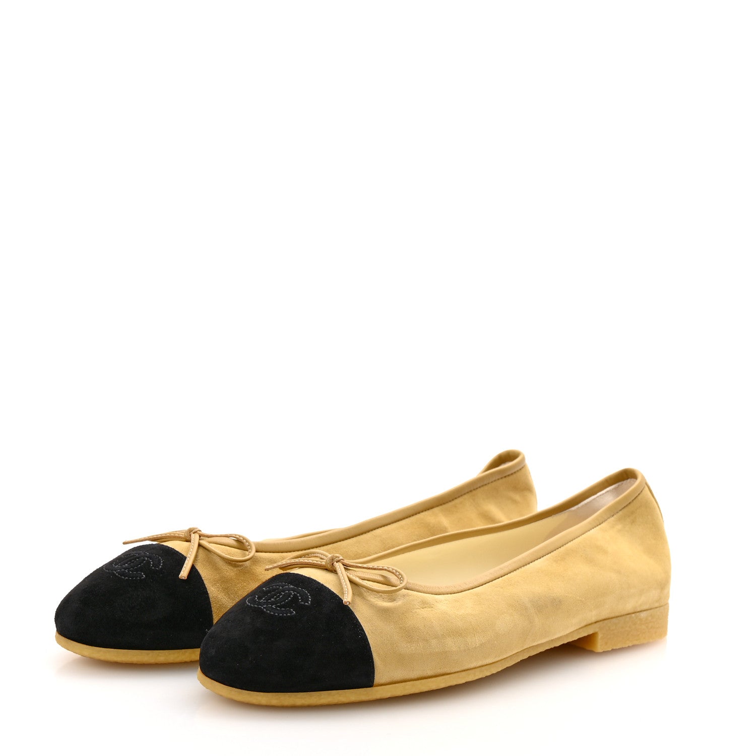 Suede Cap Toe CC Ballerina Flats 40 Beige Black
