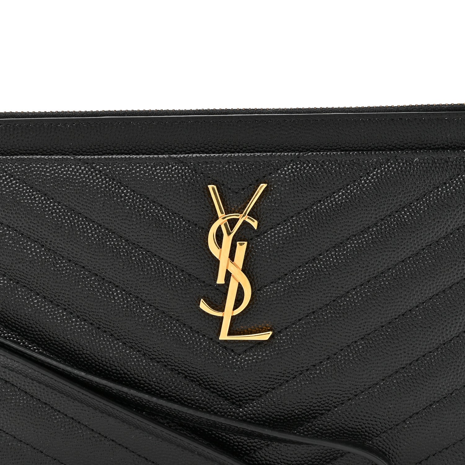 Grain De Poudre Chevron Monogram Large Bill Pouch Black