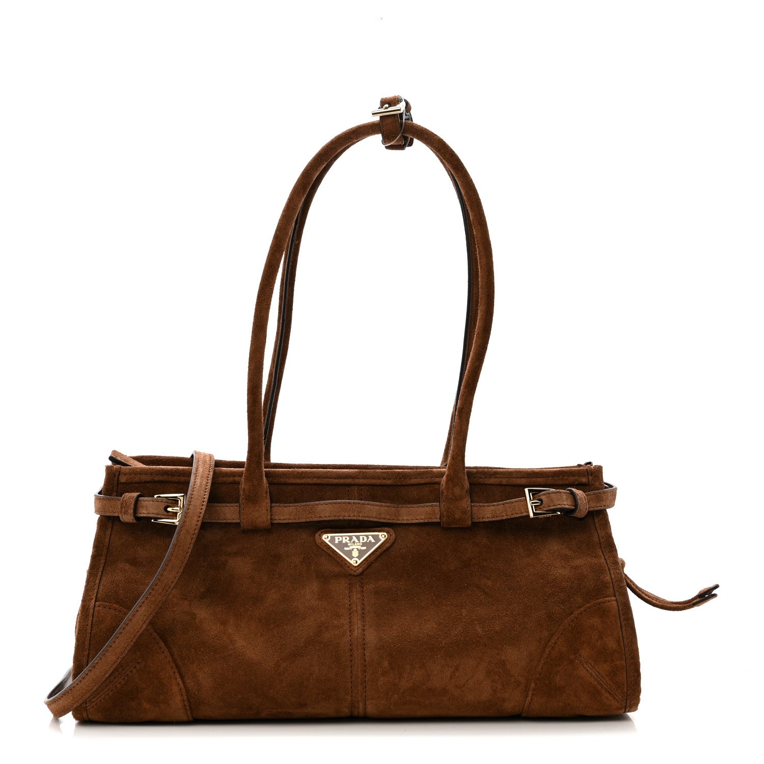 Suede Triangle Medium Bonnie Shoulder Bag Cacao