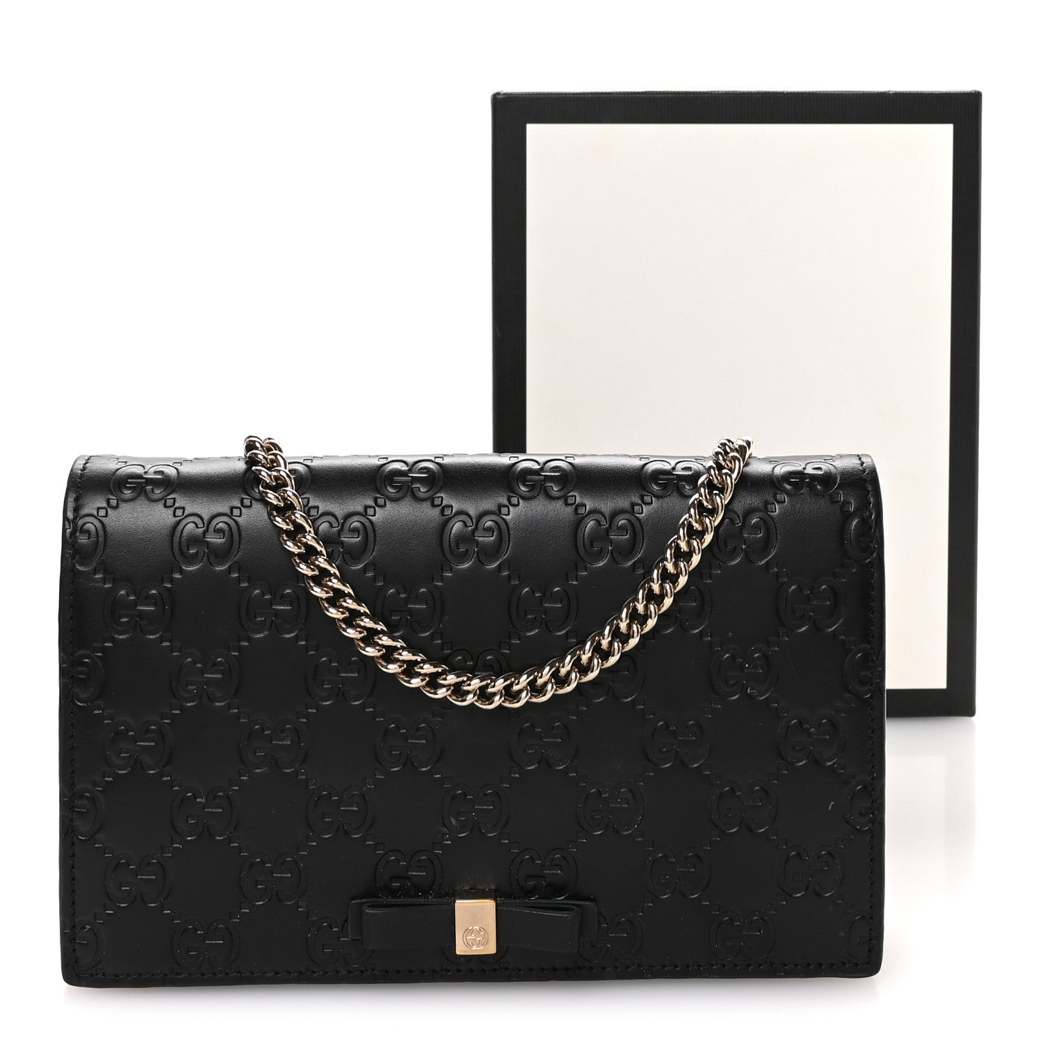 Guccissima Signature Bowy Chain Wallet Black