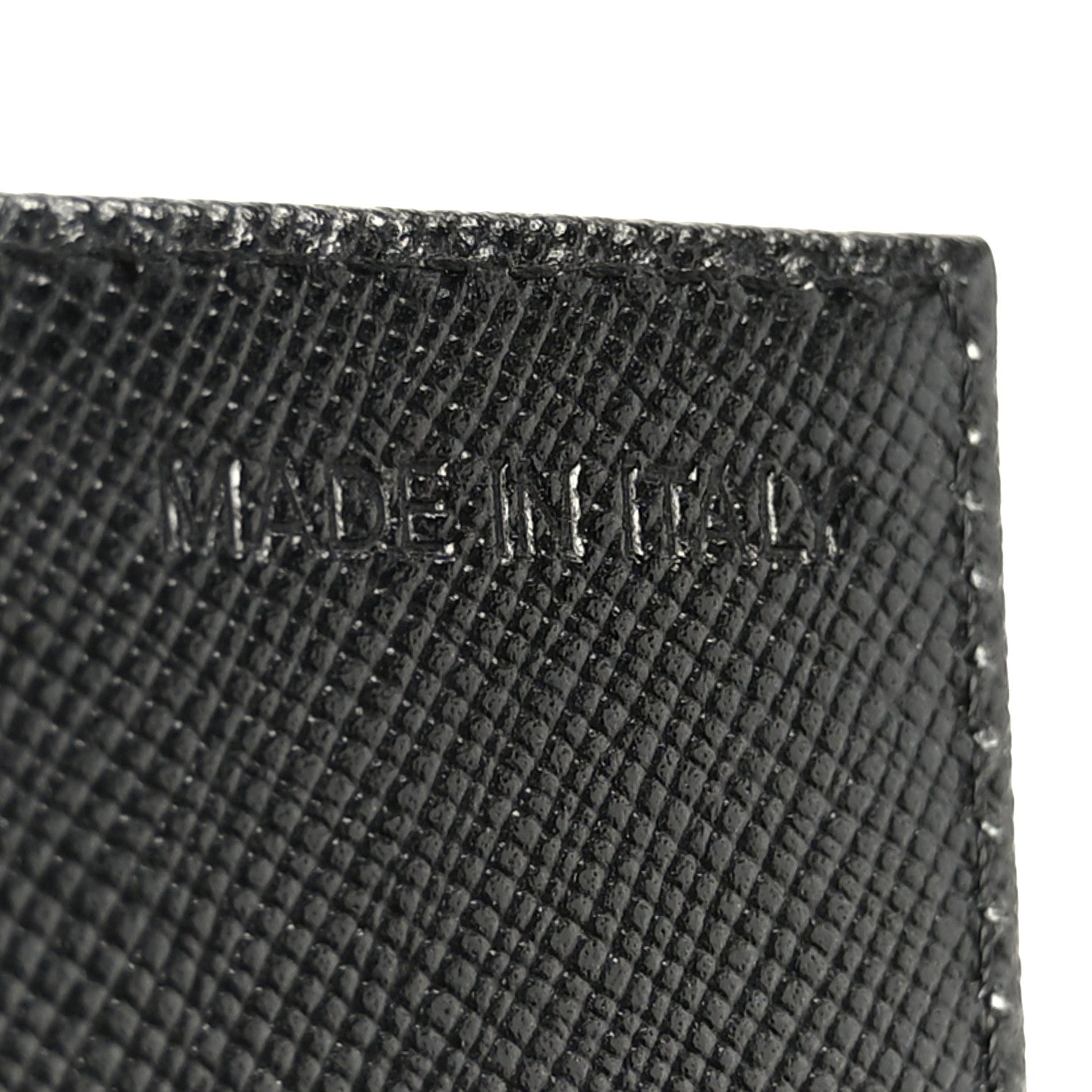 Tessuto Nylon Saffiano Tri-Fold Compact Wallet Black
