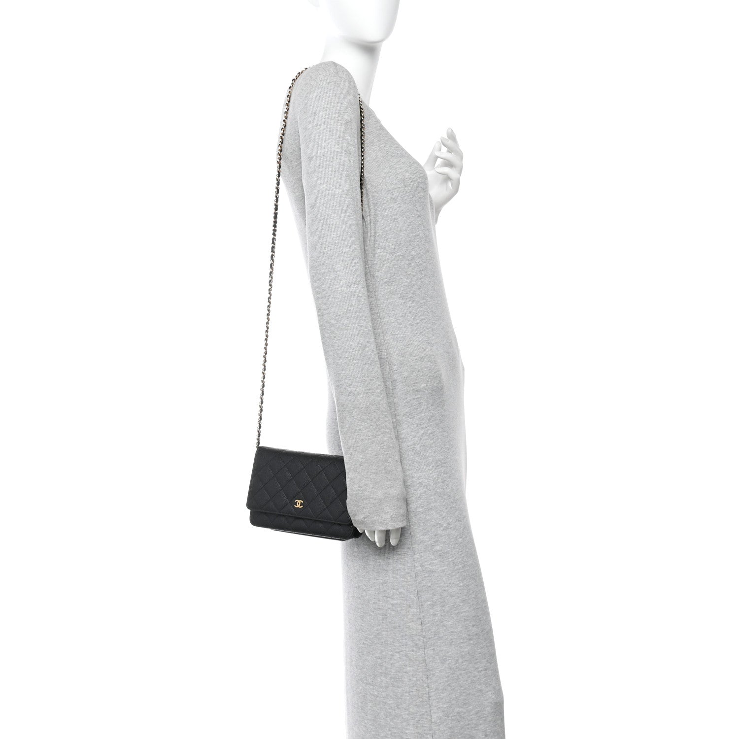 Caviar Quilted Wallet On Chain WOC Black