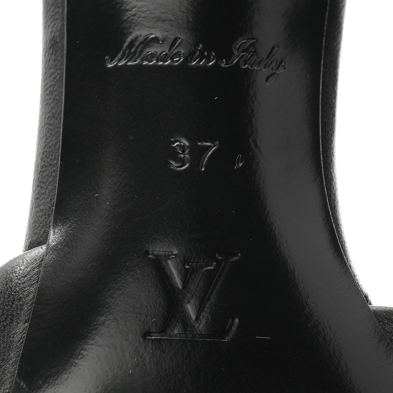 Lambskin Embossed Monogram Revival Mid Heel Mules 37 Black