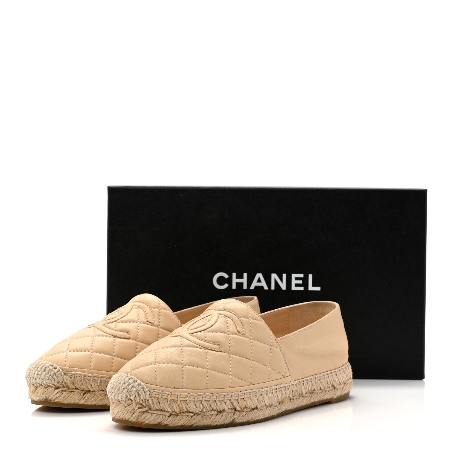 Lambskin Quilted CC Espadrilles 36 Beige