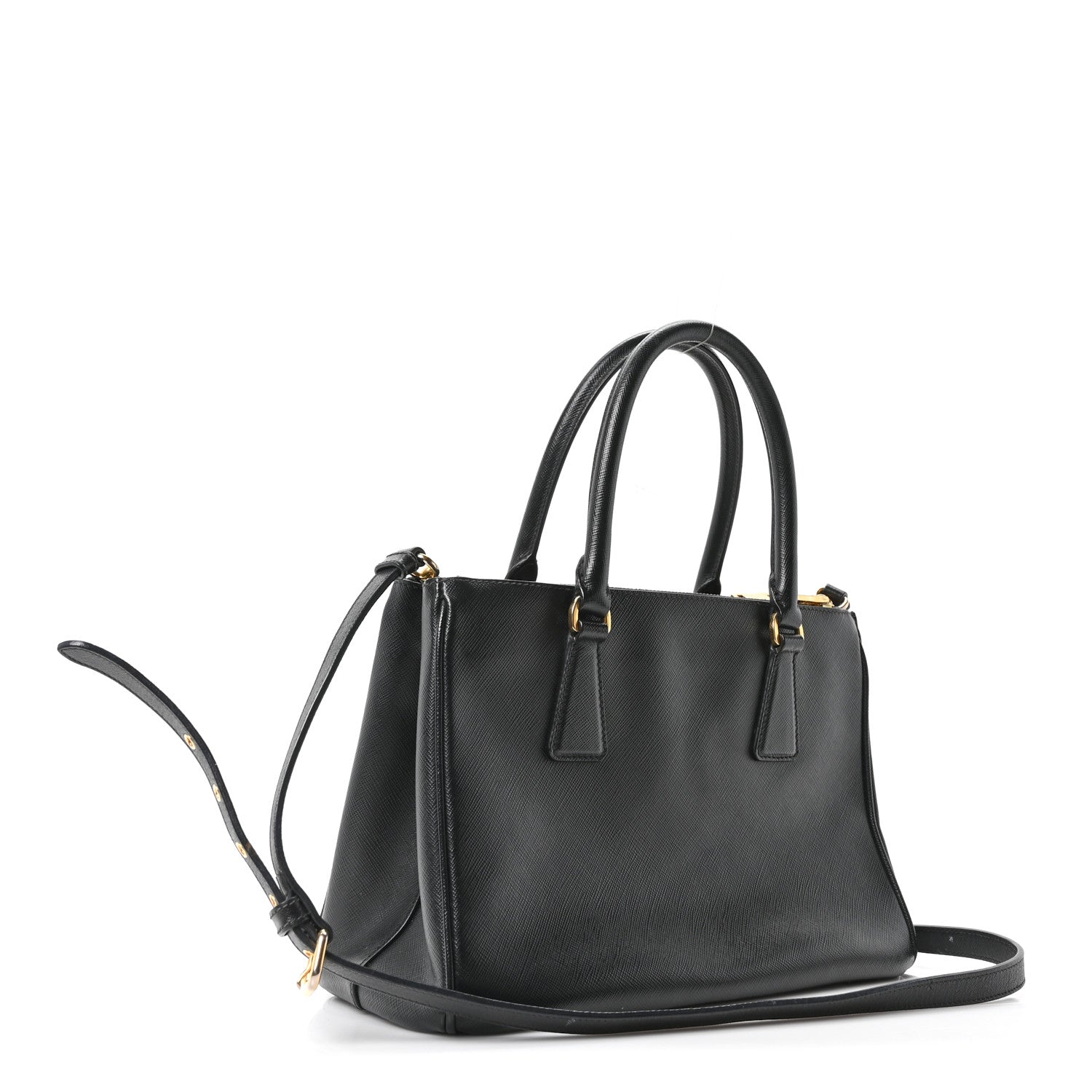 Saffiano Small Galleria Double Zip Tote Black