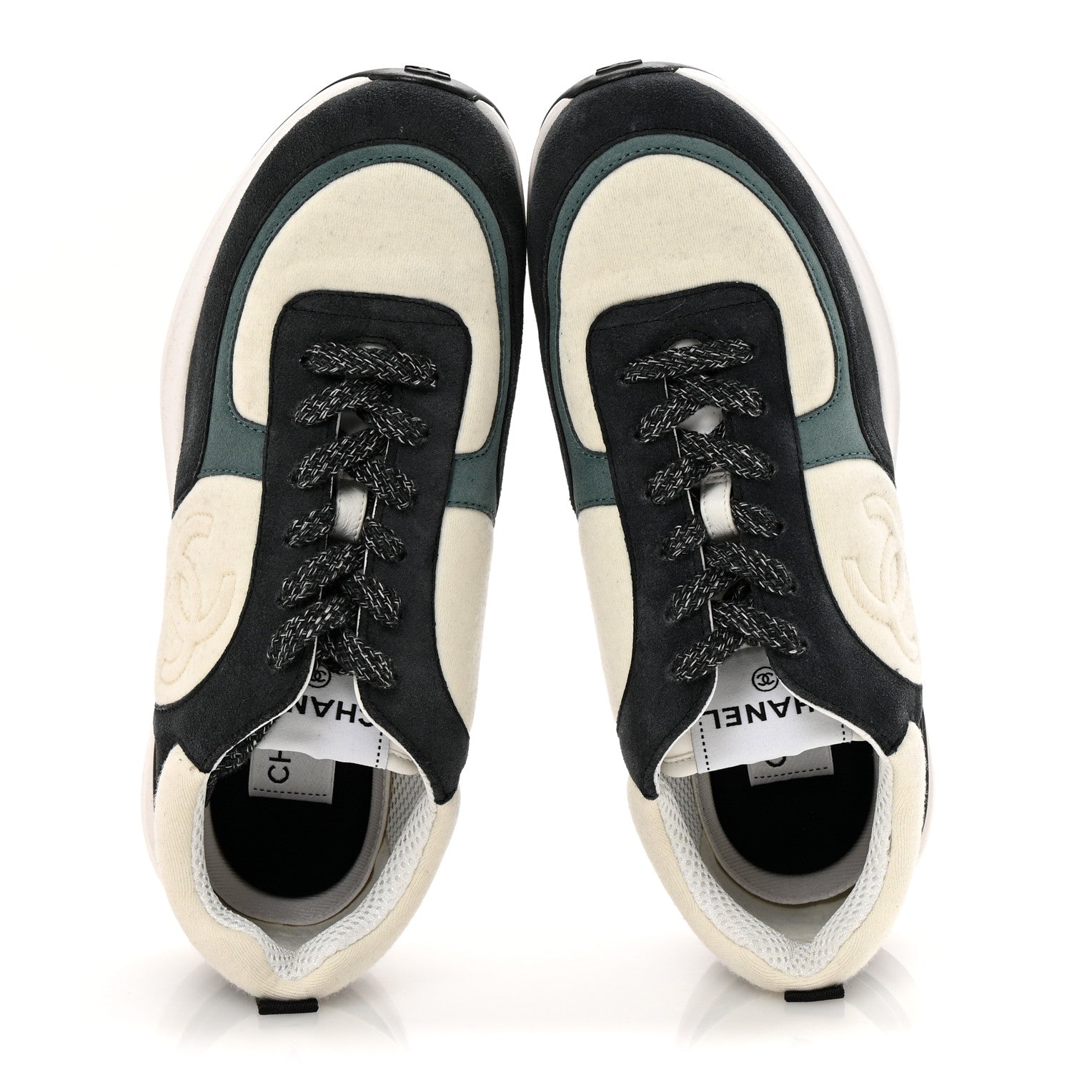 Suede Calfskin Fabric CC Sneakers 39 Dark Grey