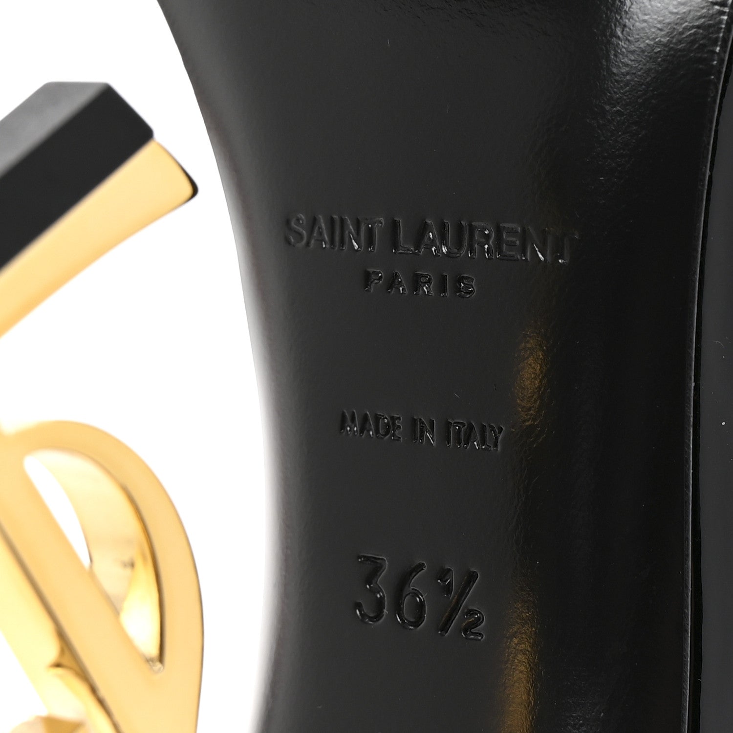 Patent Calfskin Opyum 110 Sandals 36.5 Black Gold