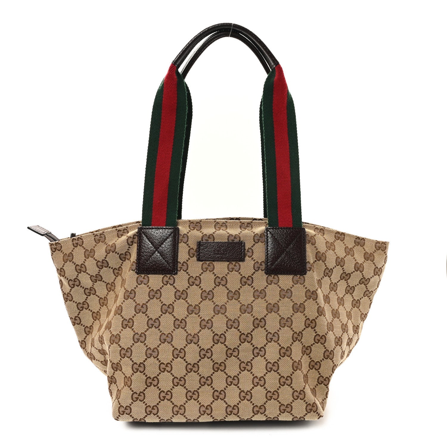 GG Monogram Medium Web Handle Bucket Tote Dark Brown