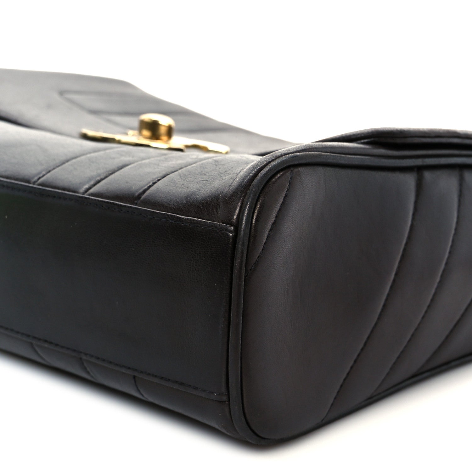 Lambskin Vertical Quilted CC Flap Shoulder Bag Brown