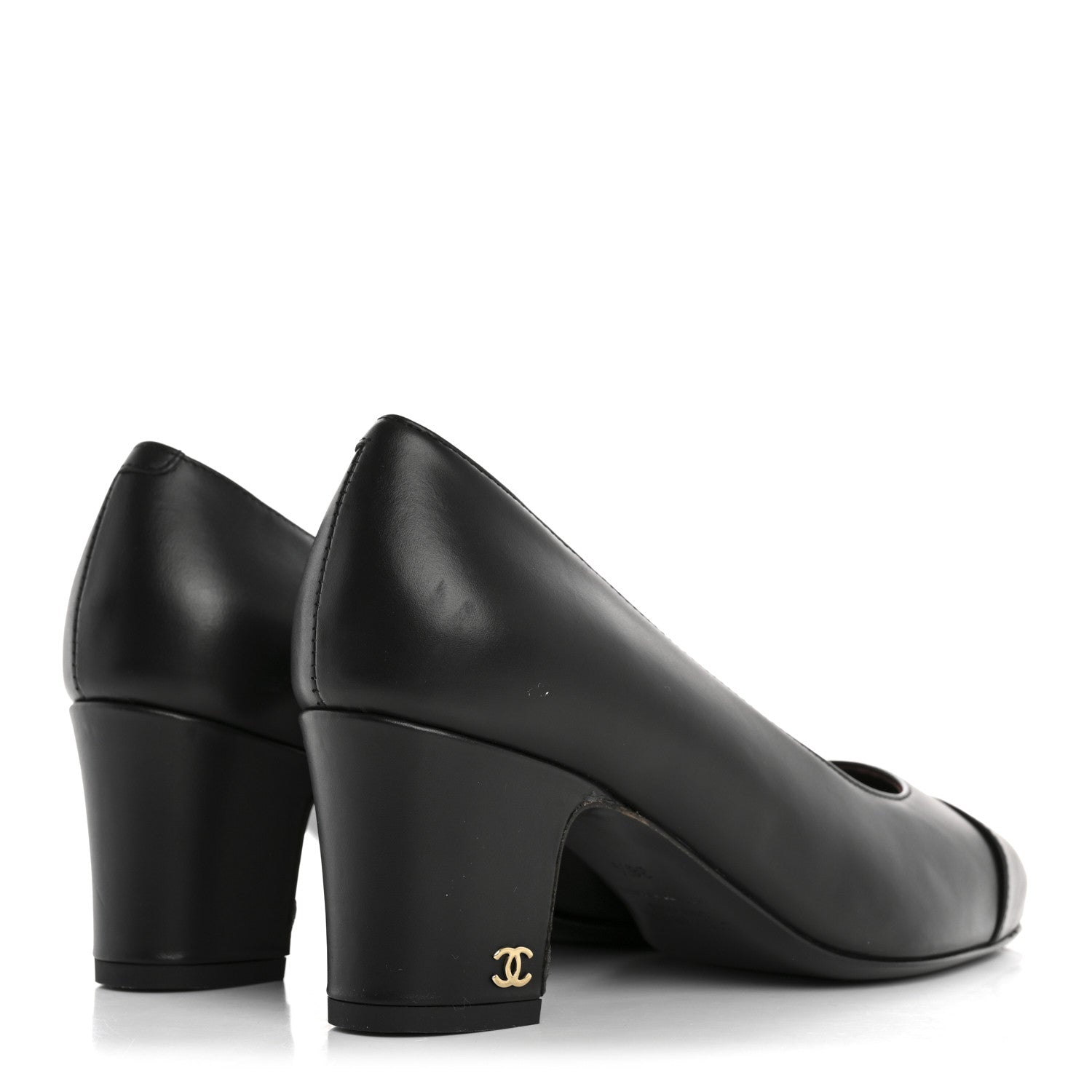 Lambskin Cap Toe CC Uniform Pumps 36.5 Black