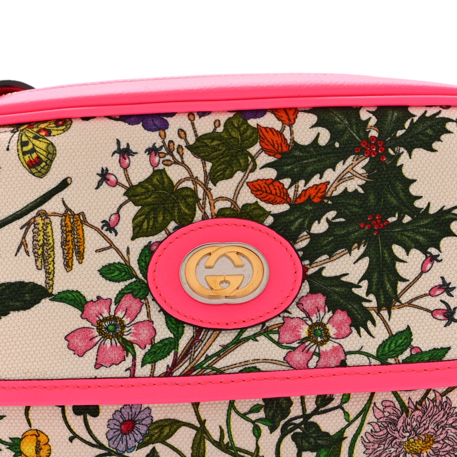 Canvas Flora Floral Shoulder Bag White Fuchsia Fluo