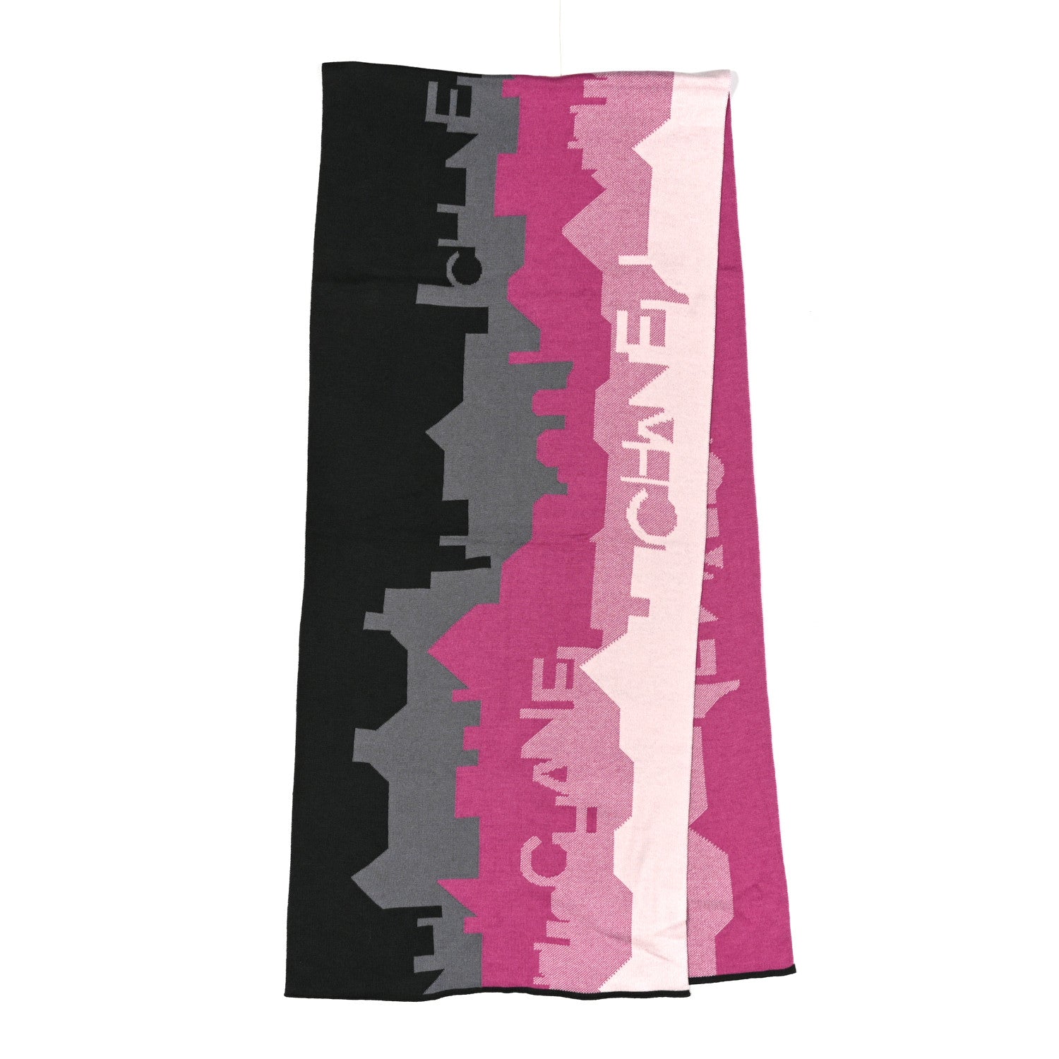 Knit Logo Printed Stole Pink Grey