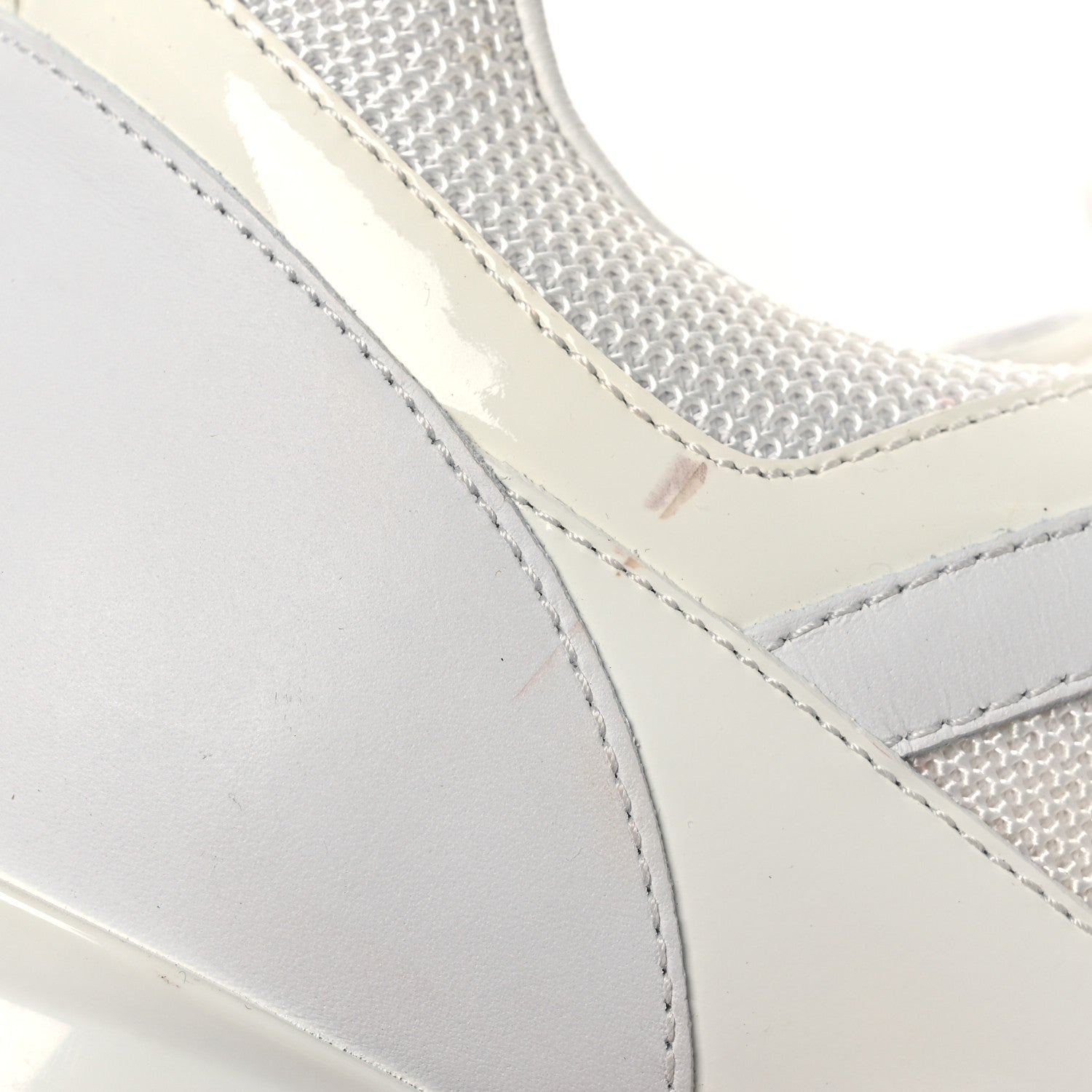 Calfskin Mesh Run Away Sneakers 37.5 White