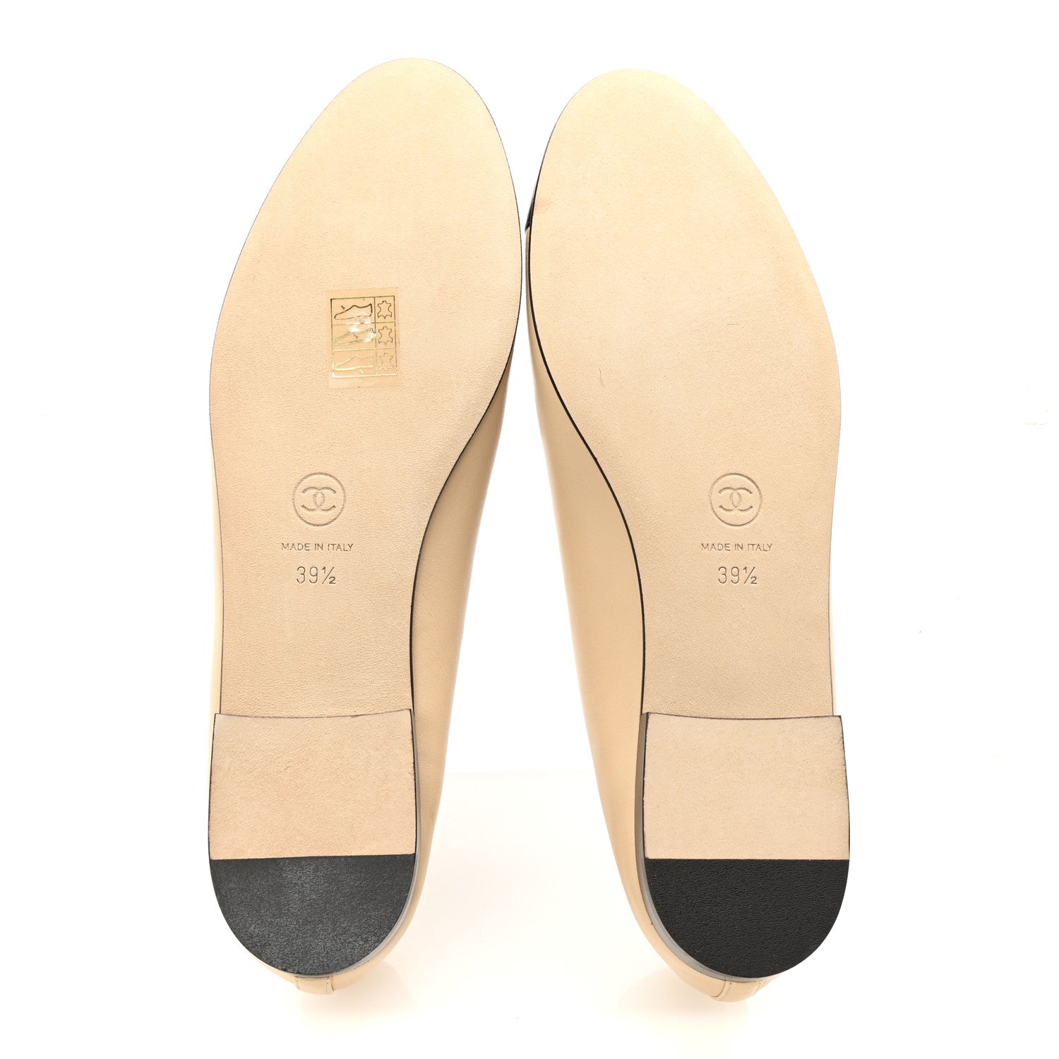 Lambskin Cap Toe CC Ballerina Flats 39.5 Beige Black