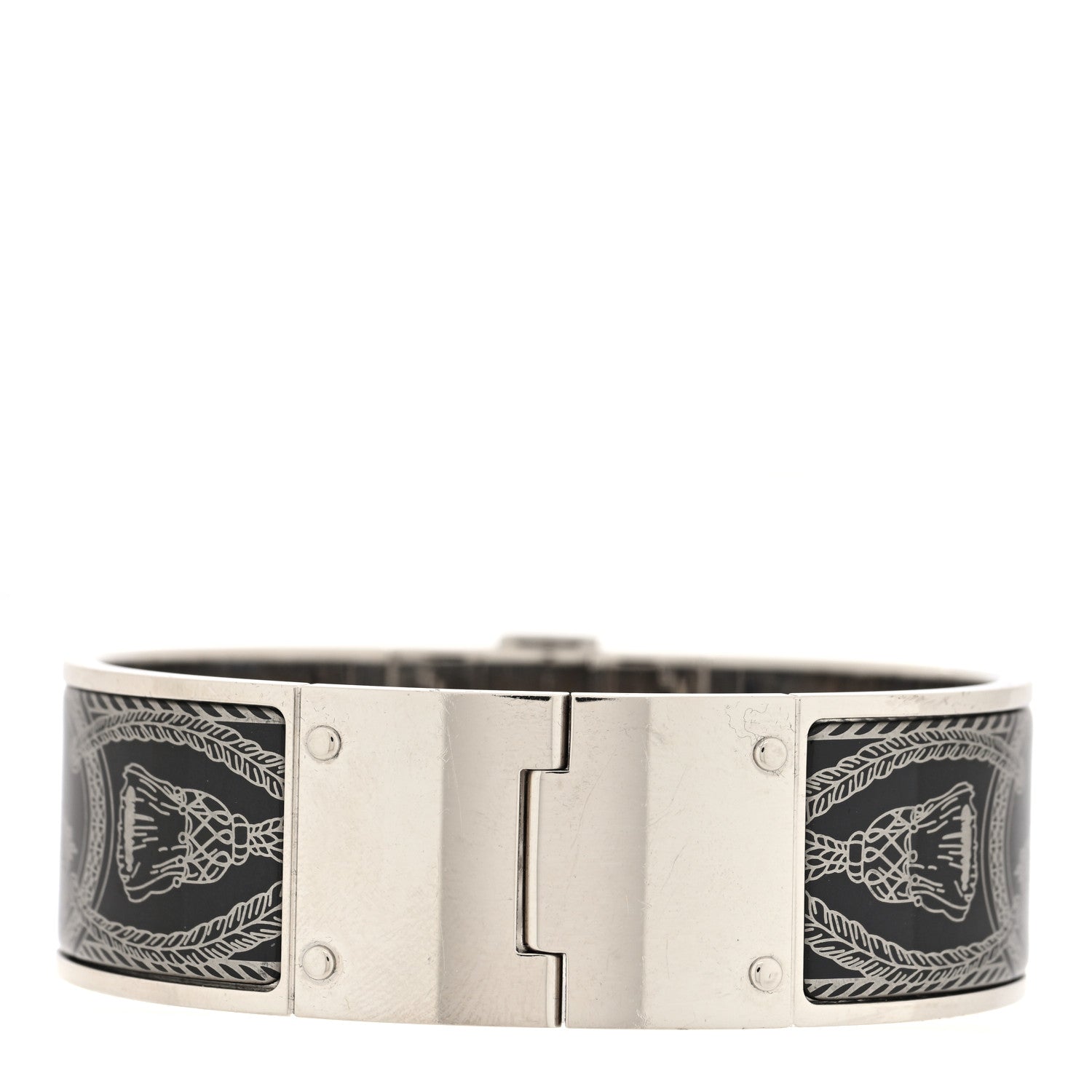 Enamel Printed Wide Charniere Grand Apparat Hinged Bracelet S