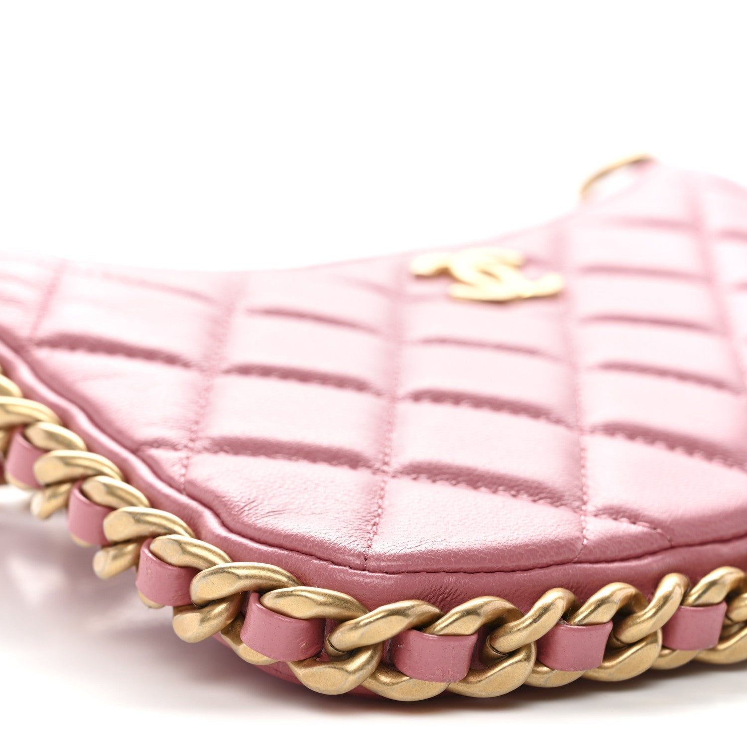 Lambskin Quilted Chain Around Top Handle Mini Bag Pink