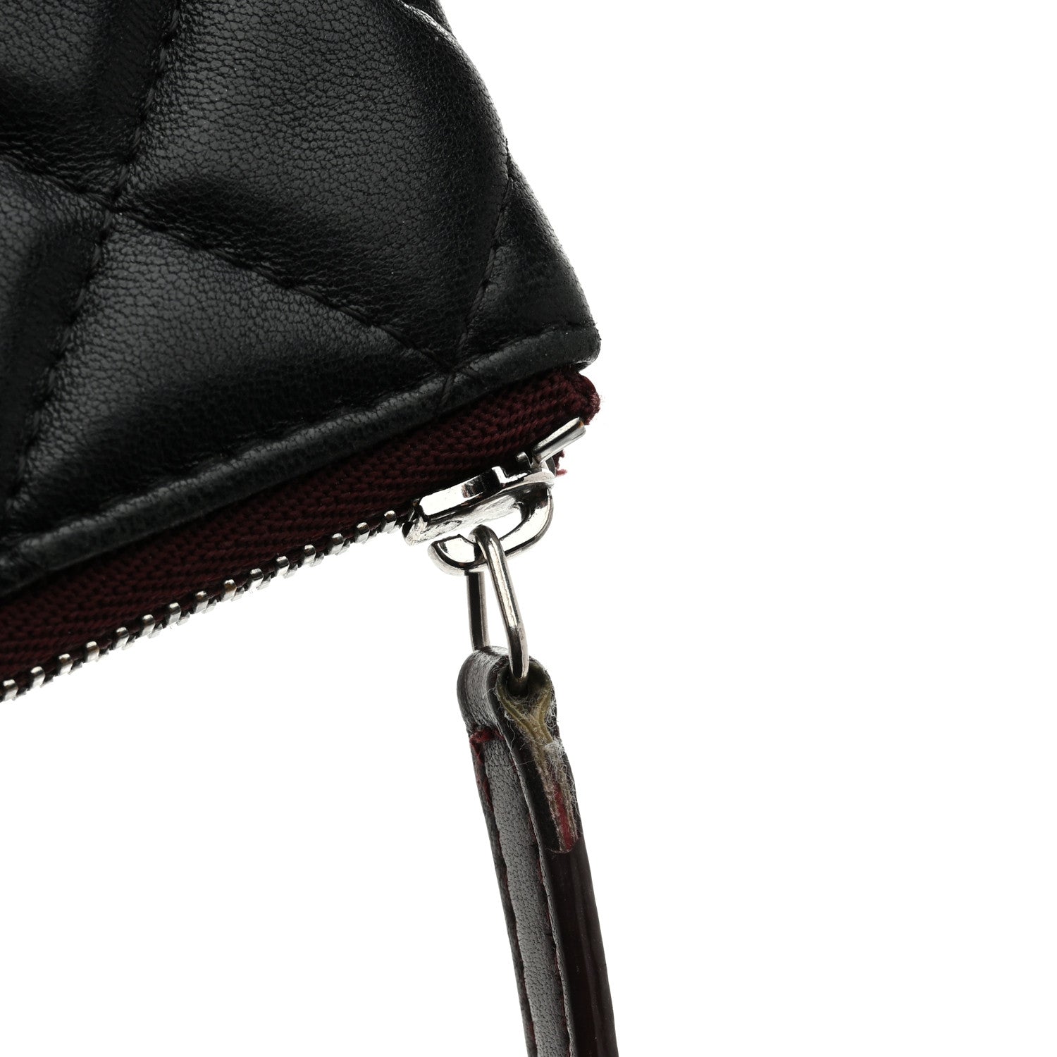 Lambskin Quilted Small Cosmetic Case Black