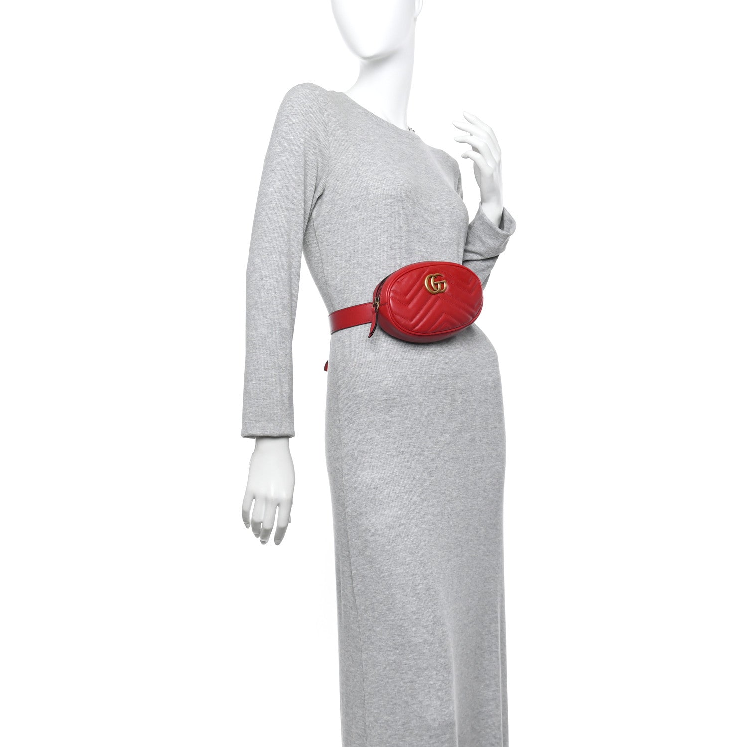 Calfskin Matelasse GG Marmont Belt Bag 75 30 Hibiscus Red