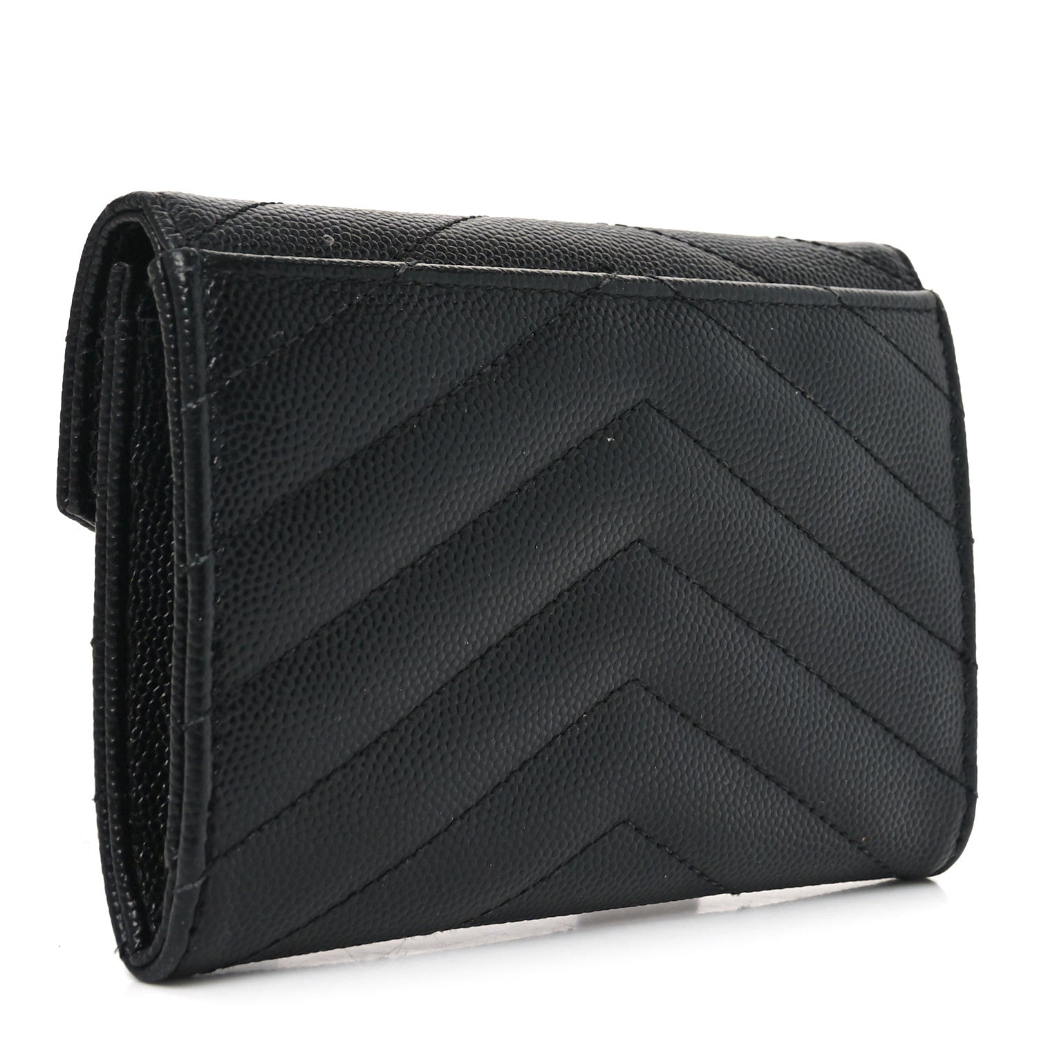 Grain De Poudre Matelasse Chevron Small Monogram Envelope Wallet Black