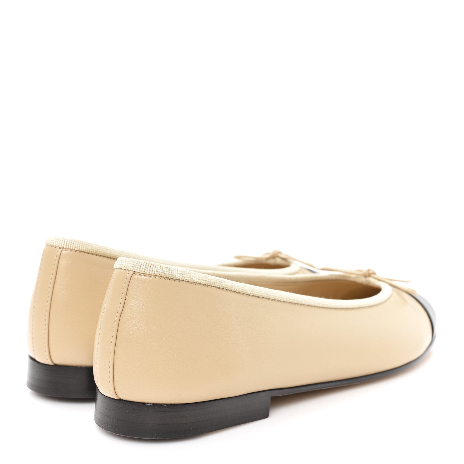 Lambskin Cap Toe CC Ballerina Flats 39.5 Beige Black