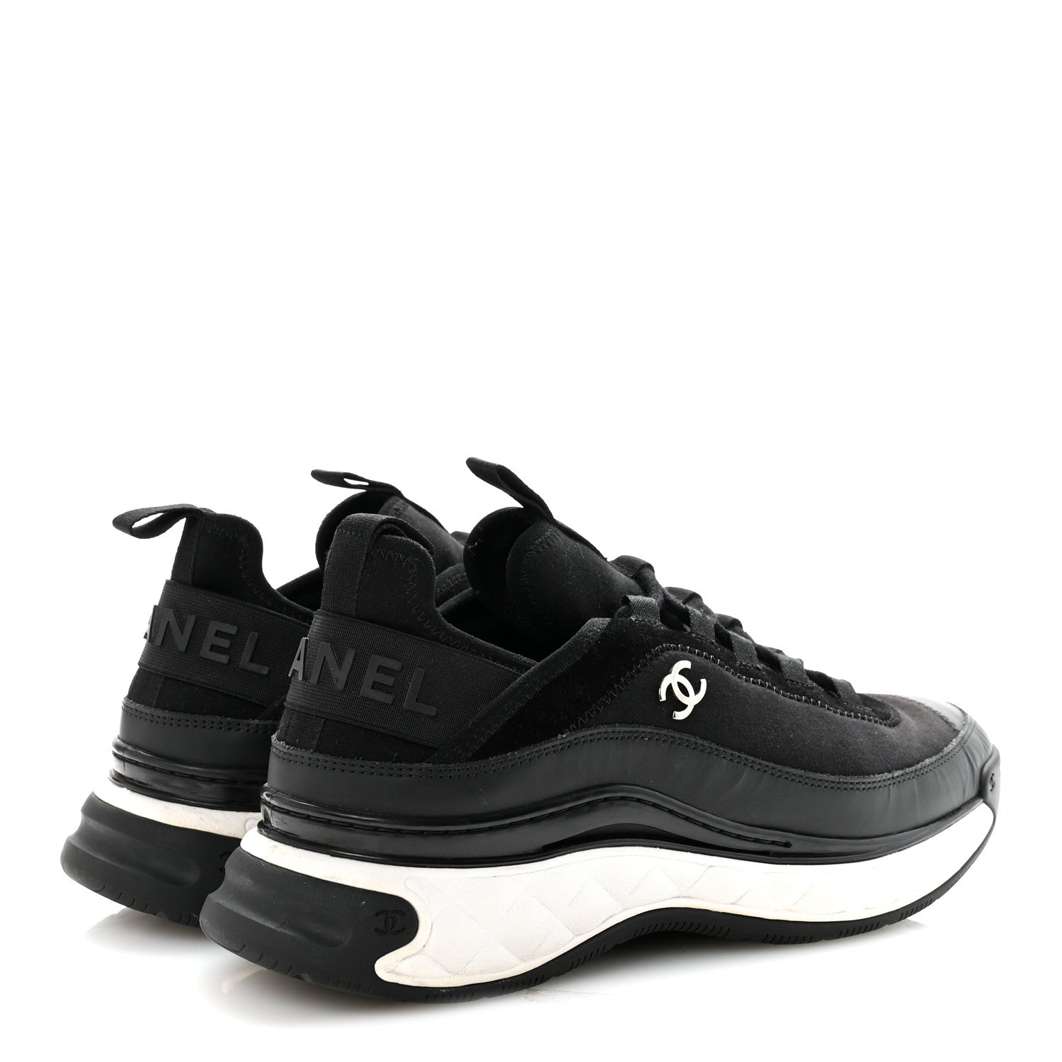 Velvet Calfskin Mixed Fibers Mens CC Sneakers 41 Black