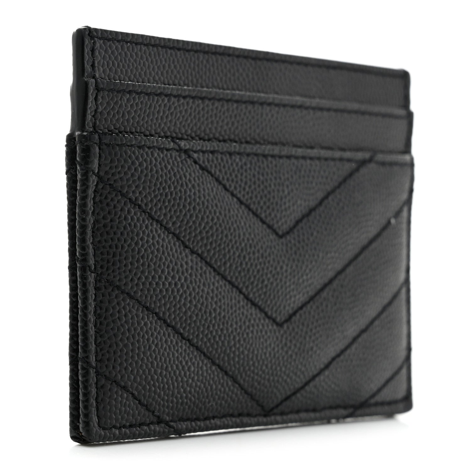 Grain De Poudre Matelasse Chevron Monogram Credit Card Case Black