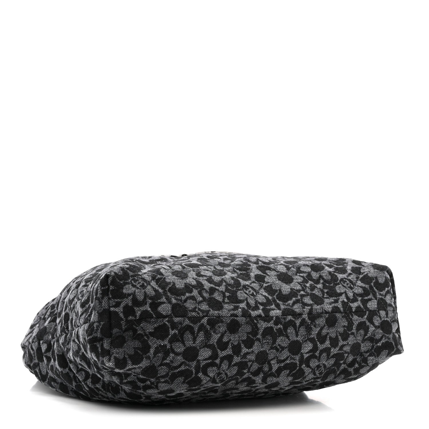 Denim Quilted Floral Print Small Chanel 22 Black