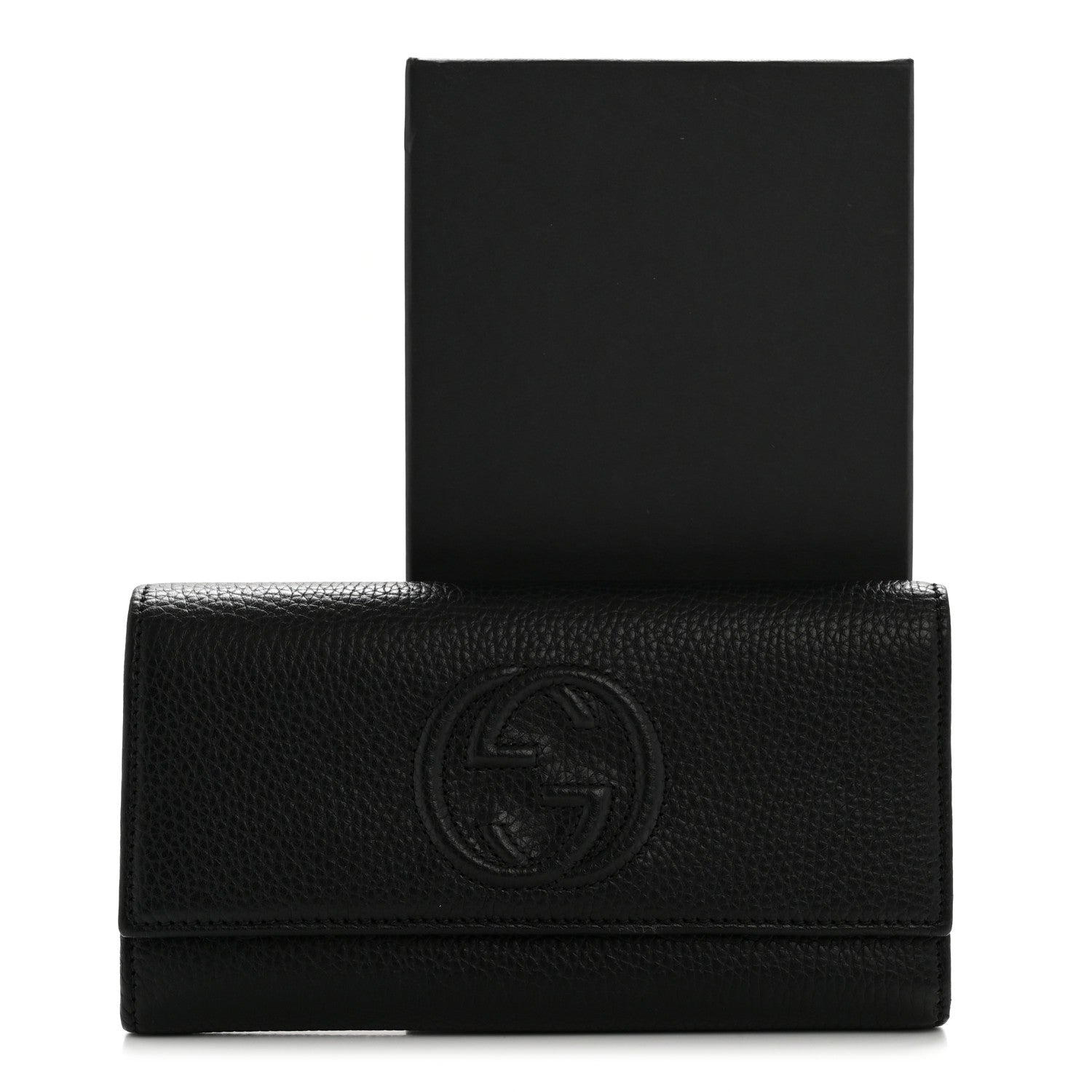 Pebbled Calfskin Large Soho Continental Wallet Black