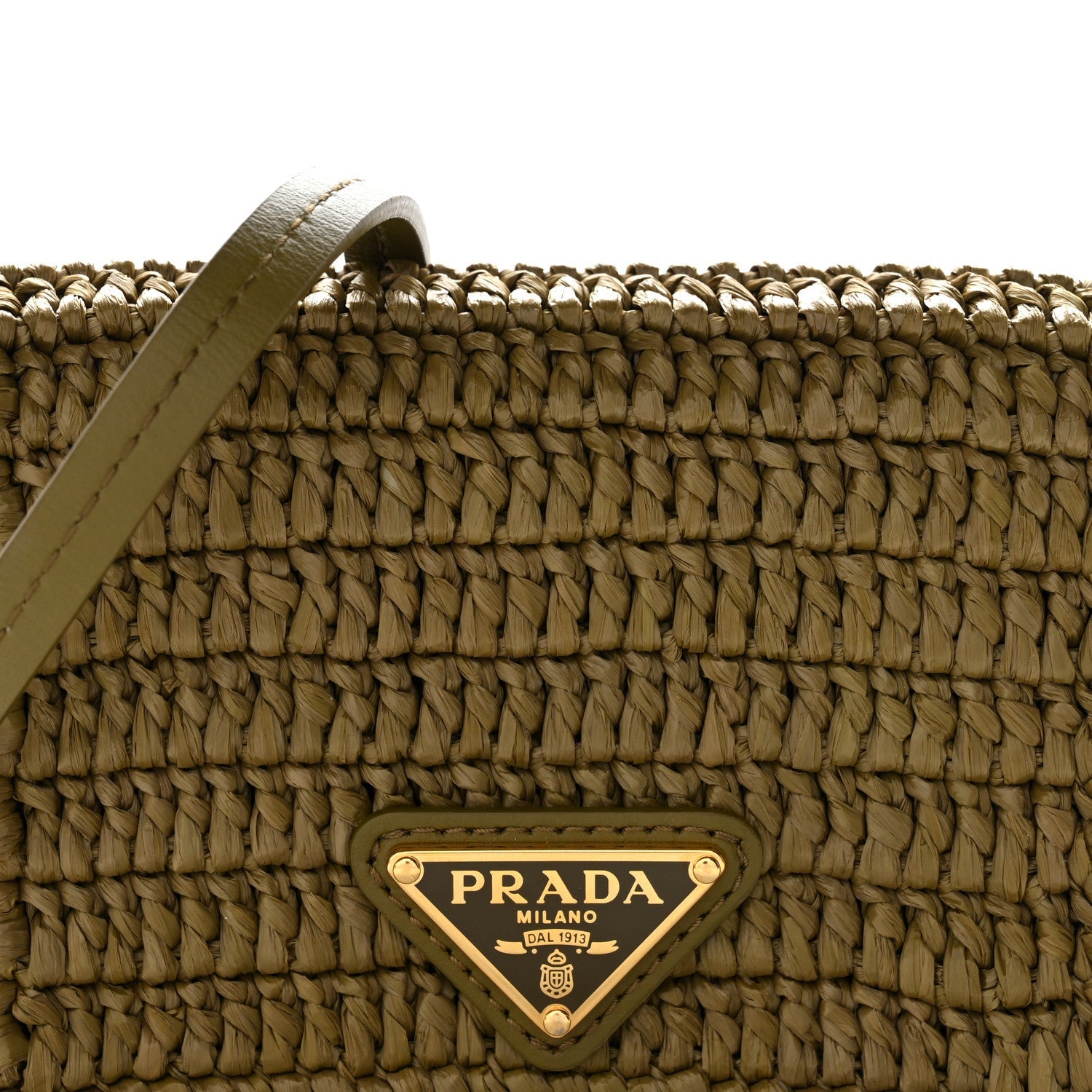 Raffia Effect Crochet Metal Triangle Logo Card Holder Oliva