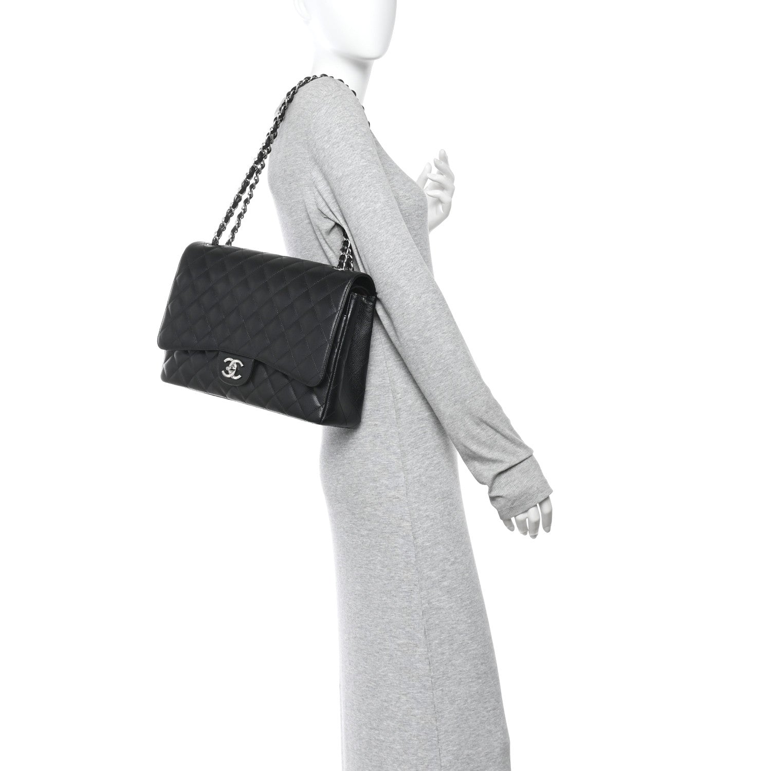 Caviar Quilted Maxi Double Flap Black