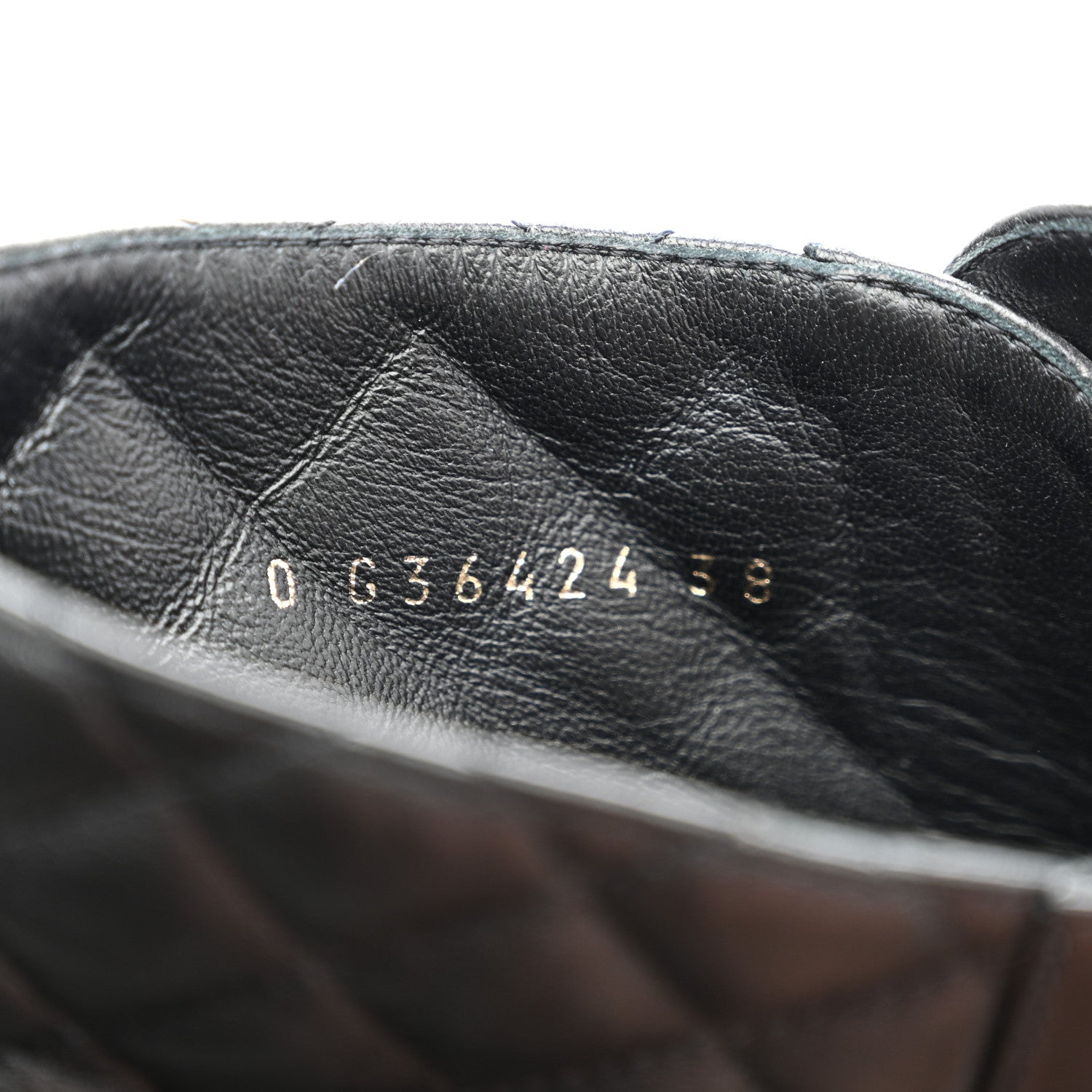 Shiny Lambskin Quilted Lace Up Combat Boots 38 Black