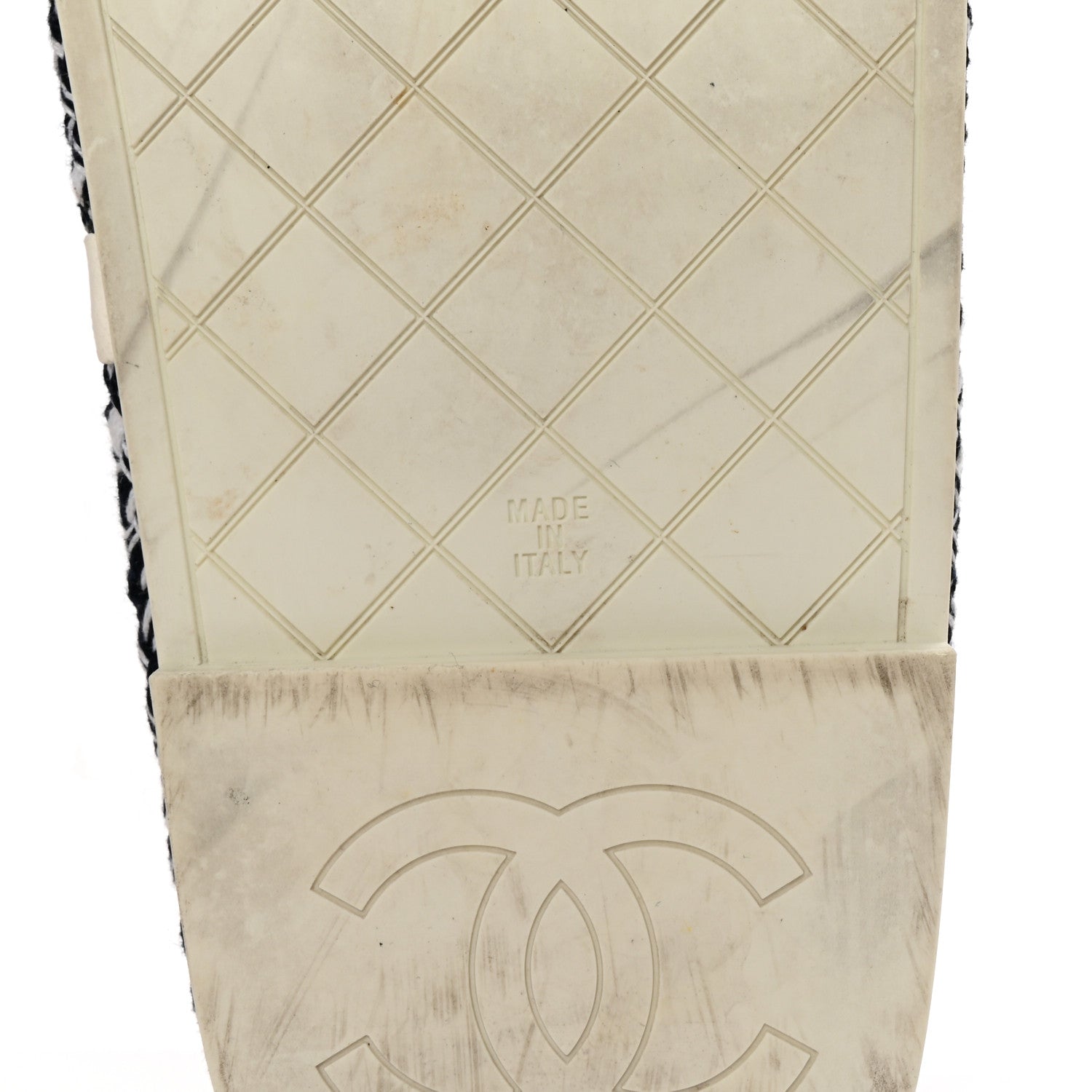 Cord Lambskin Quilted Logo Sandals 39 Navy Blue White