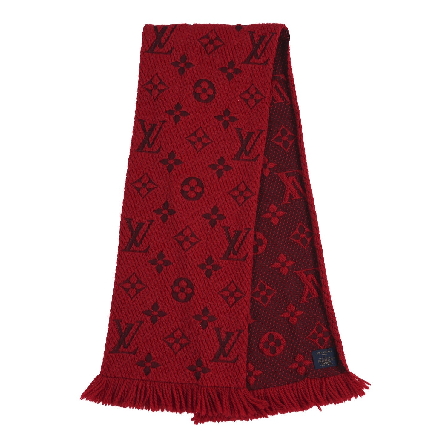 Wool Silk Logomania Scarf Rubis