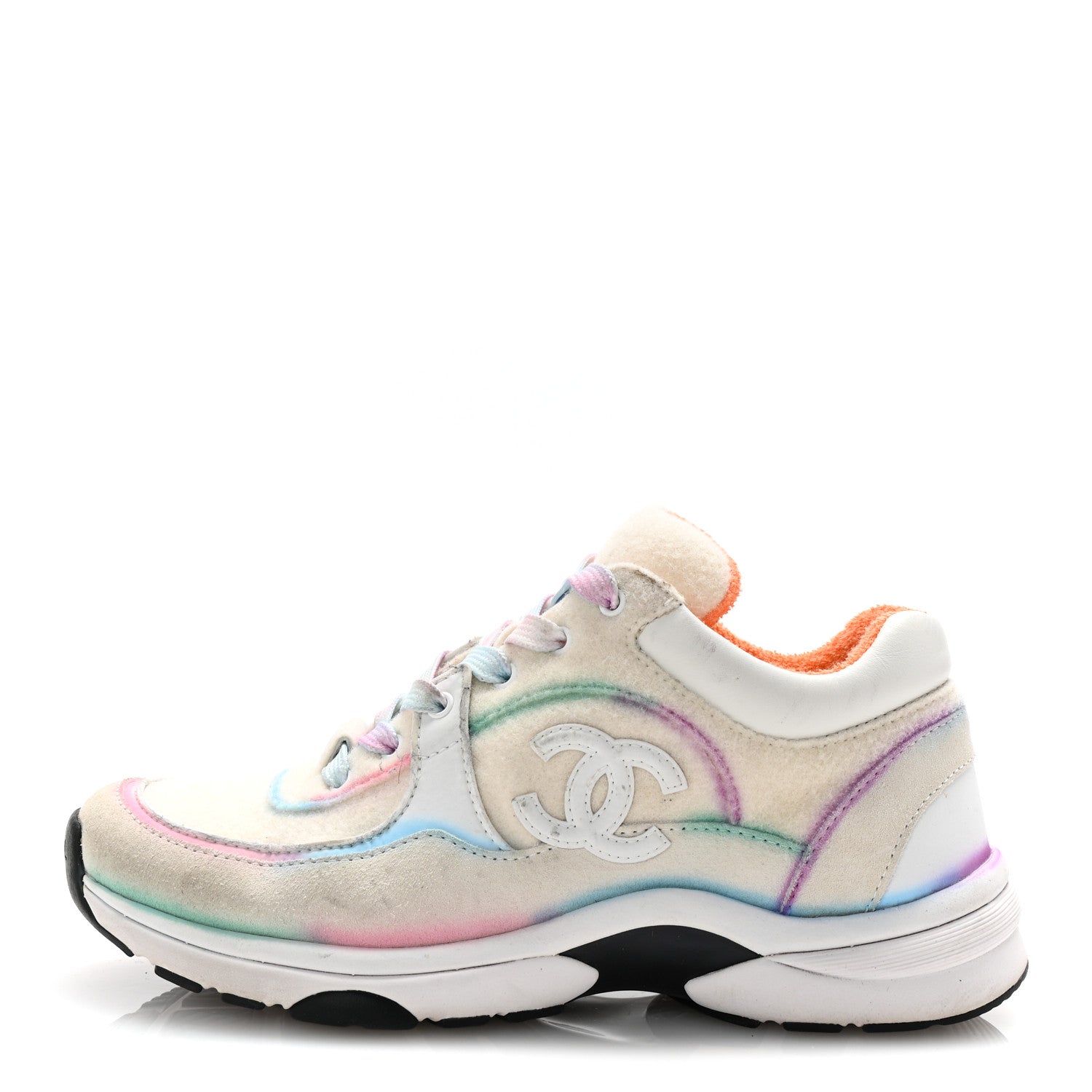Wool Suede Calfskin CC Sneakers 36.5 Multicolor