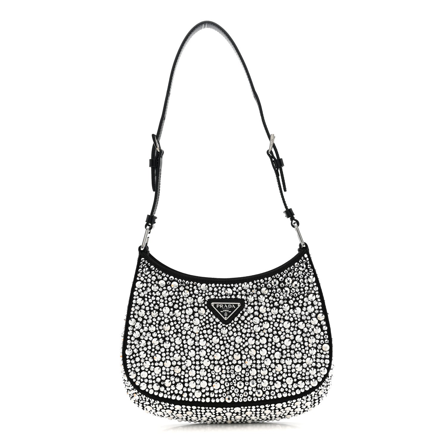 Satin Crystal Cleo Adjustable Strap Shoulder Bag Metal