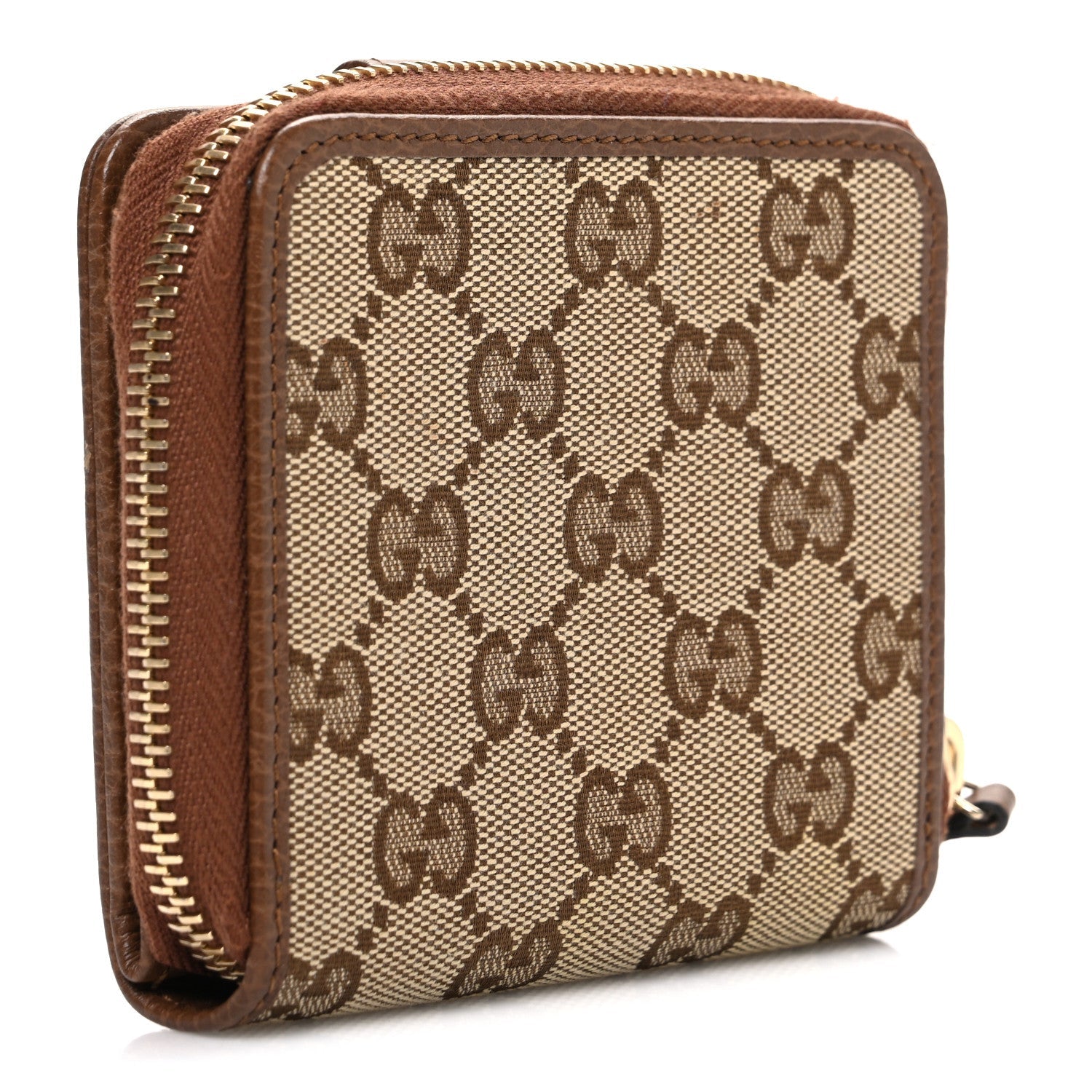 Monogram Dollar Calfskin Zip Around French Wallet Beige Ebony Tabacco