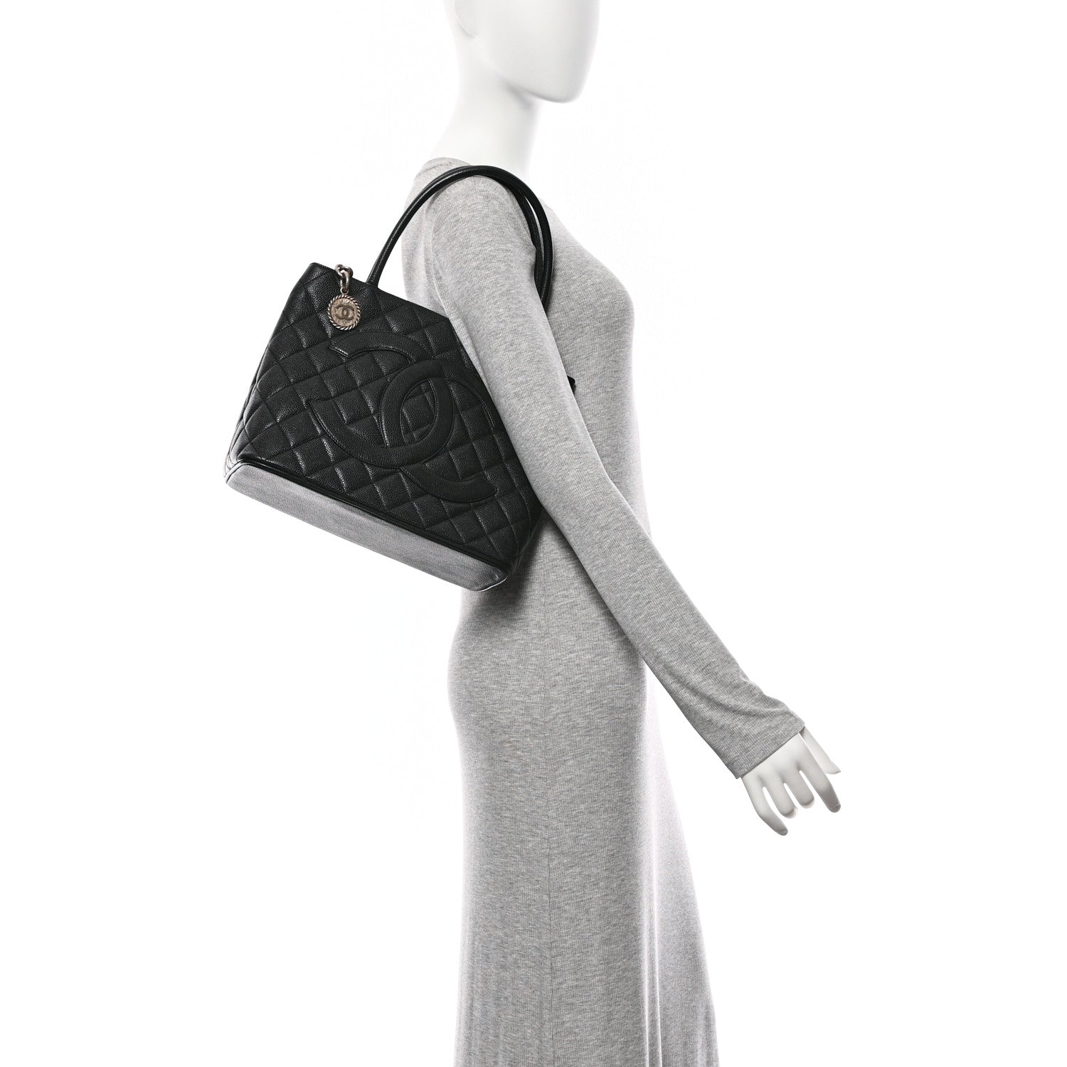 Caviar Quilted Medallion Tote Black