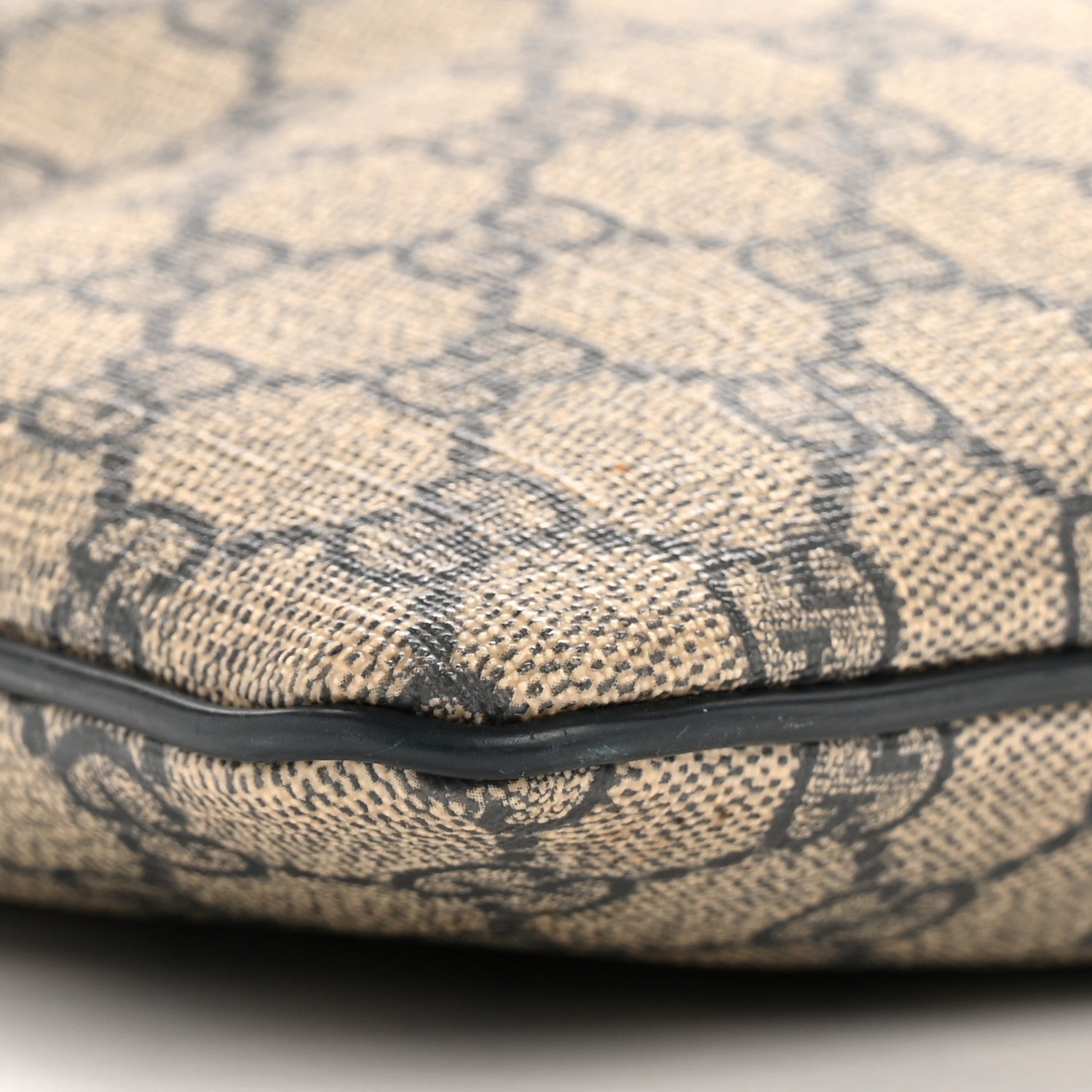 GG Supreme Monogram Selleria Calfskin Small Flat Side Zip Messenger Bag Beige Blue