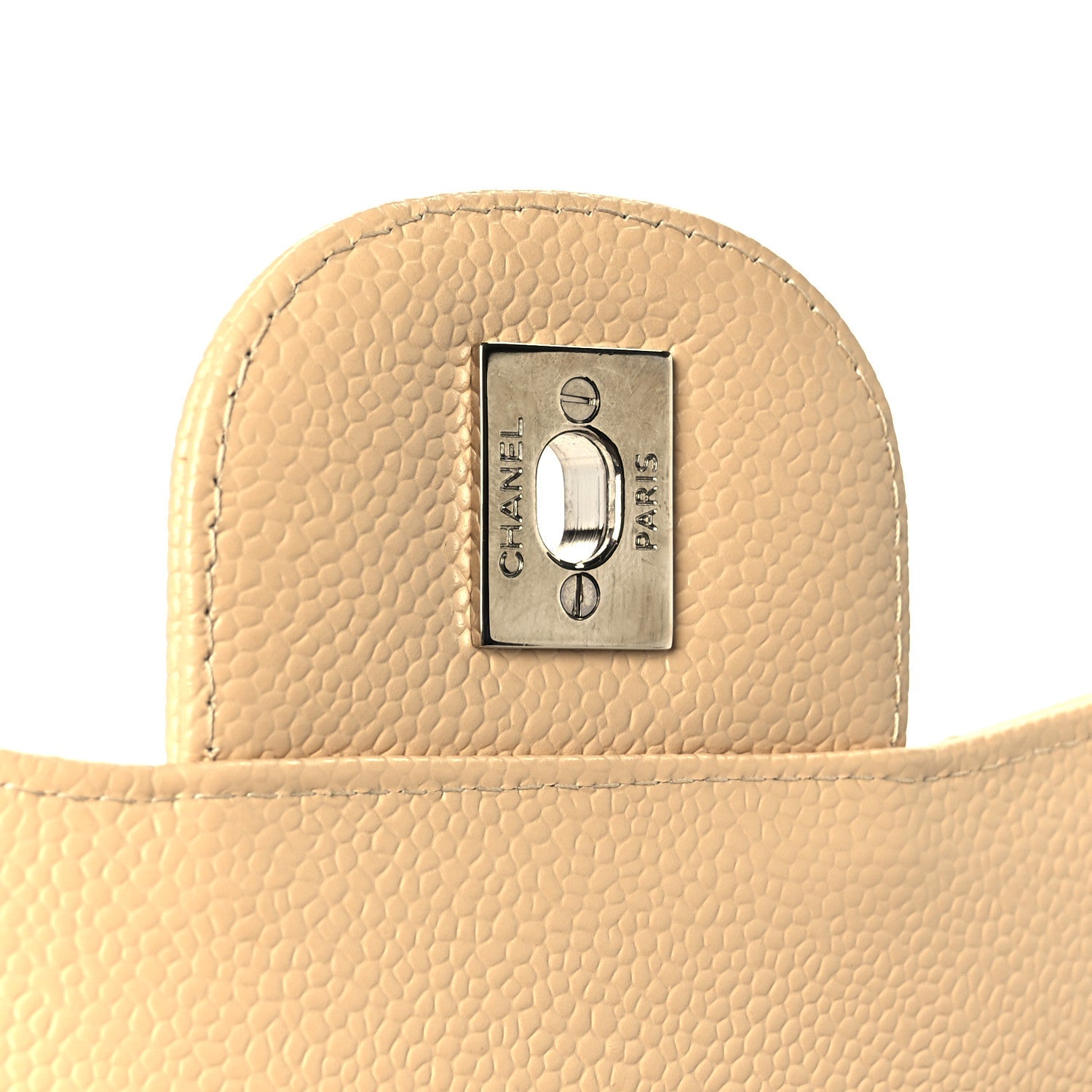 Caviar Quilted Jumbo Double Flap Beige